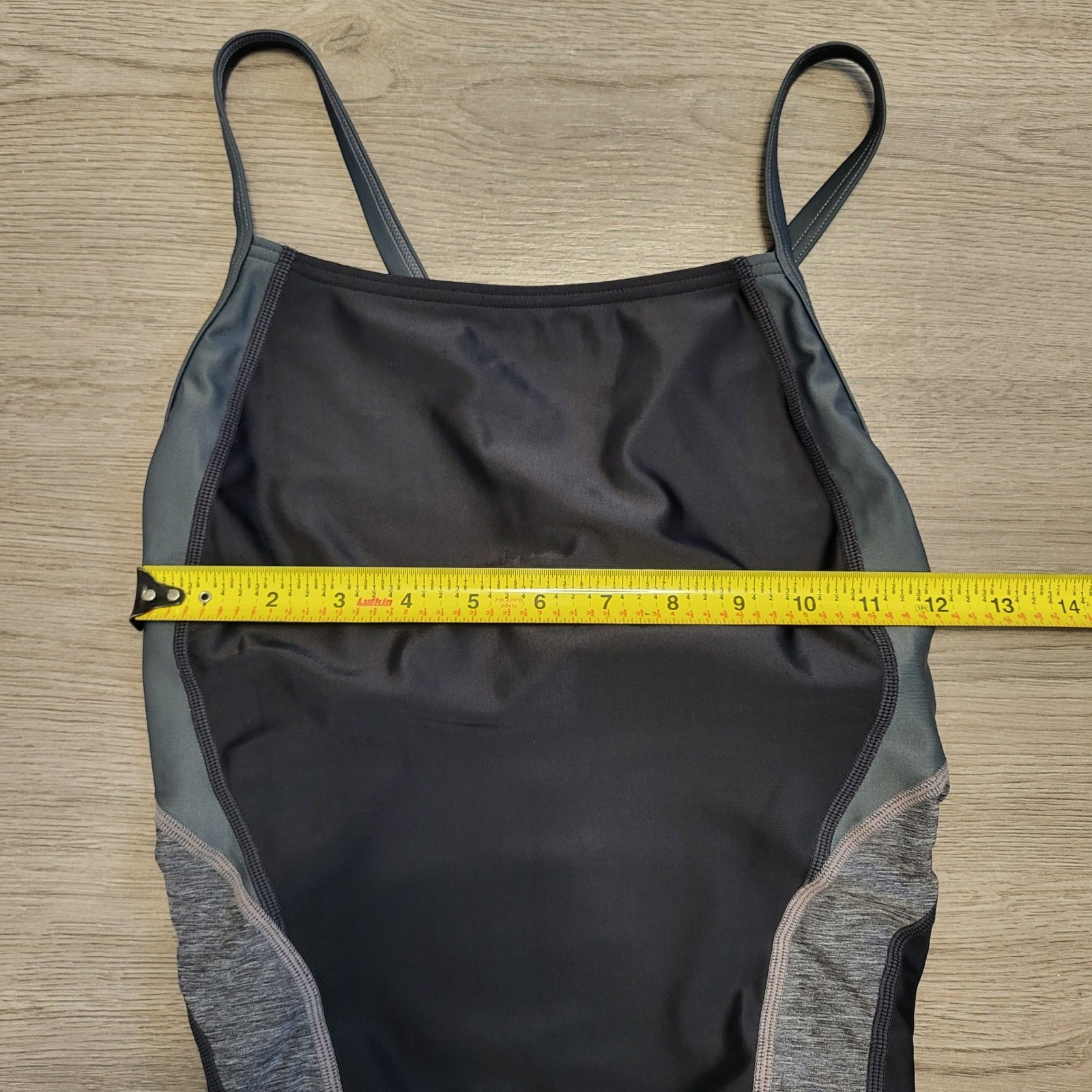 Speedo Pro LT Womens One Piece Swimsuit Black Gray Flyback Training Size 12 Swim