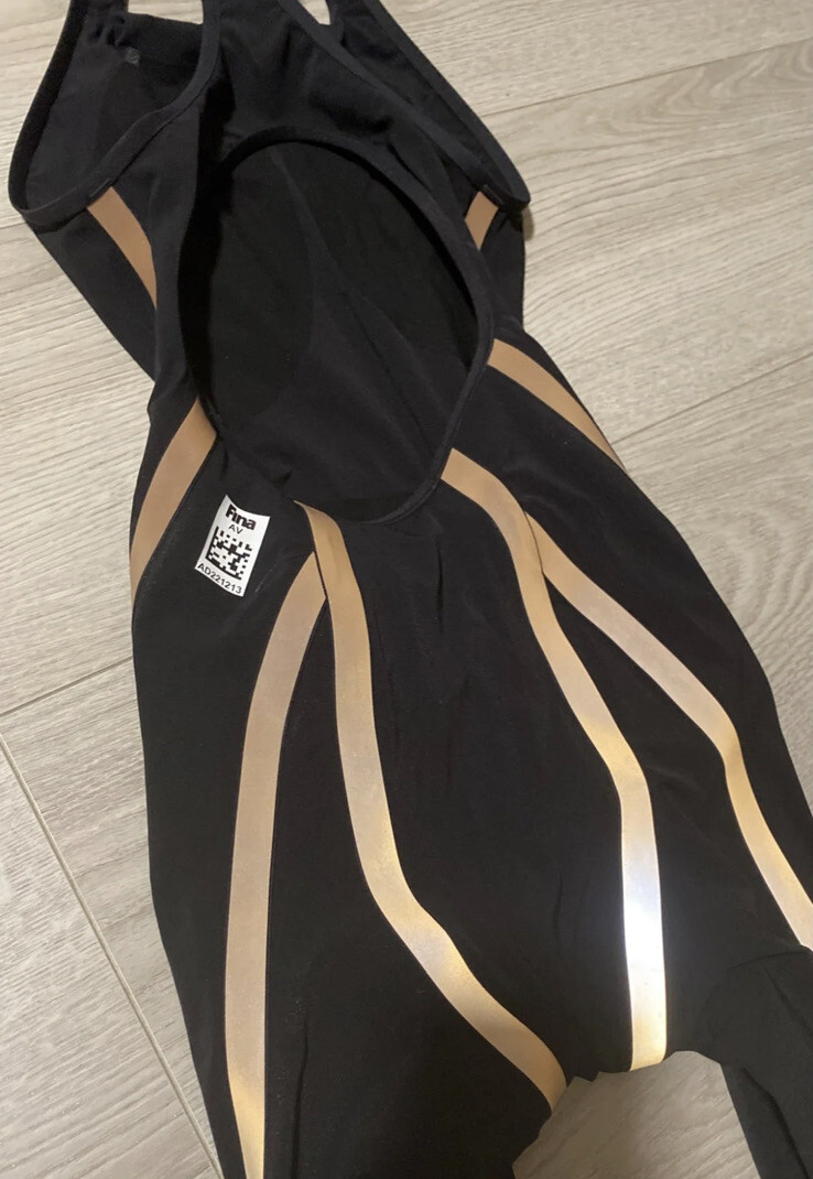 Adidas Adizero 22″ Freestyle Competition Tech Swim Body Suit Black Gold $450 Y40