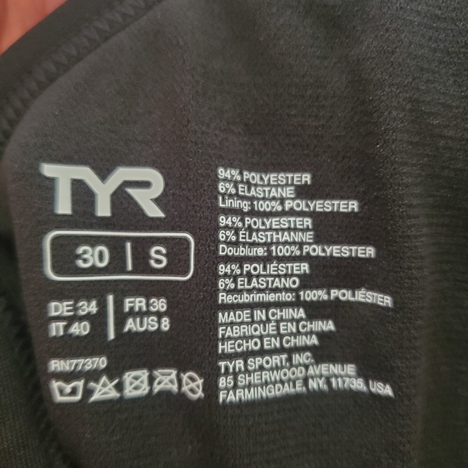 TYR Durafast Elite Diamondfit One Piece Swimsuit Blue Black Geometric Size 30 S