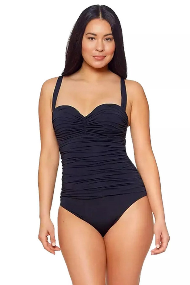 Bleu Rod Beattie Kore Shirred Bandeau One Piece Black Size 14 New
