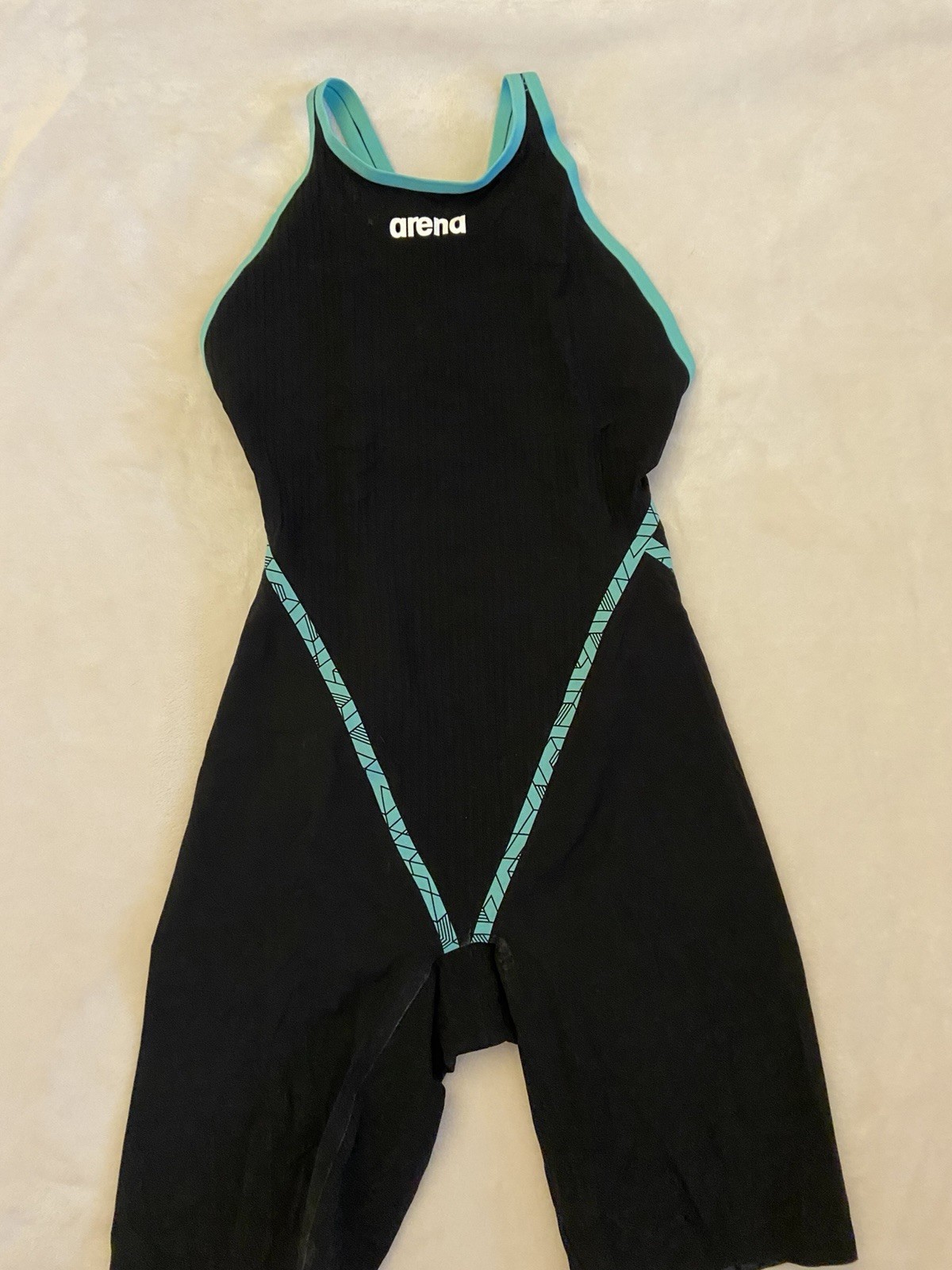 Arena Women’s Powerskin Primo Open Back Tech Suit Size 28 Color Black/Teal