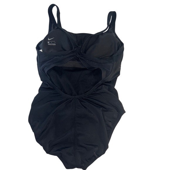 Nike Womens One Piece Swimsuit Black Cutout Back Athletic Swimwear Size L