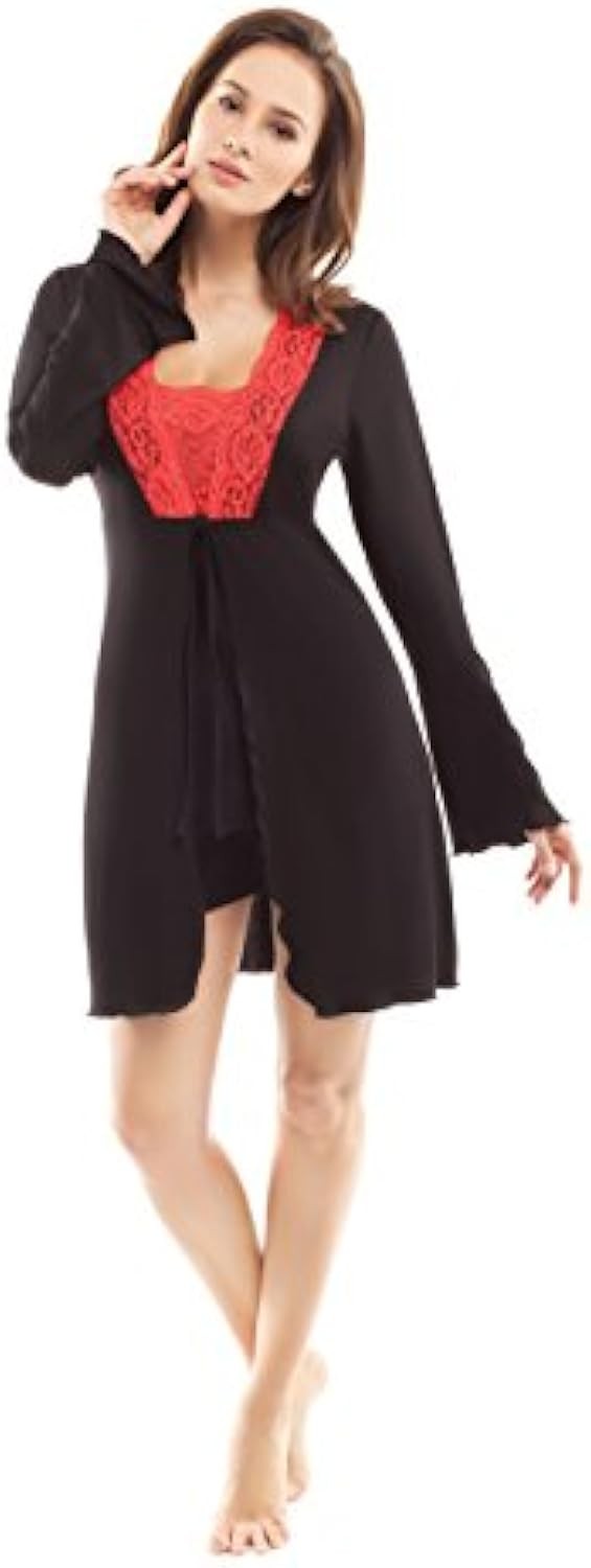 FANCY ladies Rve Claire The women sleep Coats Damenschlafanzung, Black, M