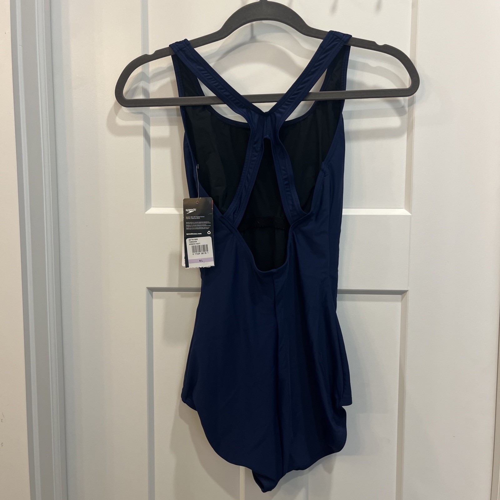 Speedo Women’s Ultra Back Long One Piece Swimsuit Navy Blue Sz 6L