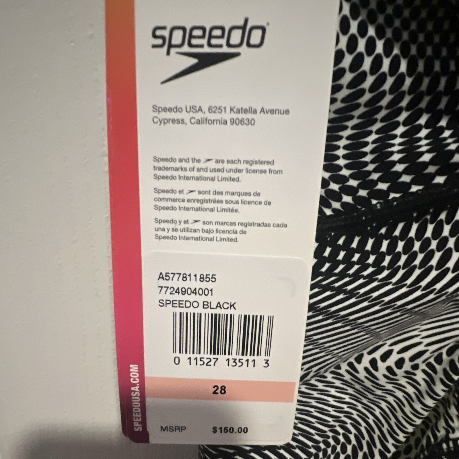 Speedo Endurance+ Vanquisher Kneeskin Competitive One Piece Swimsuit 28 Black