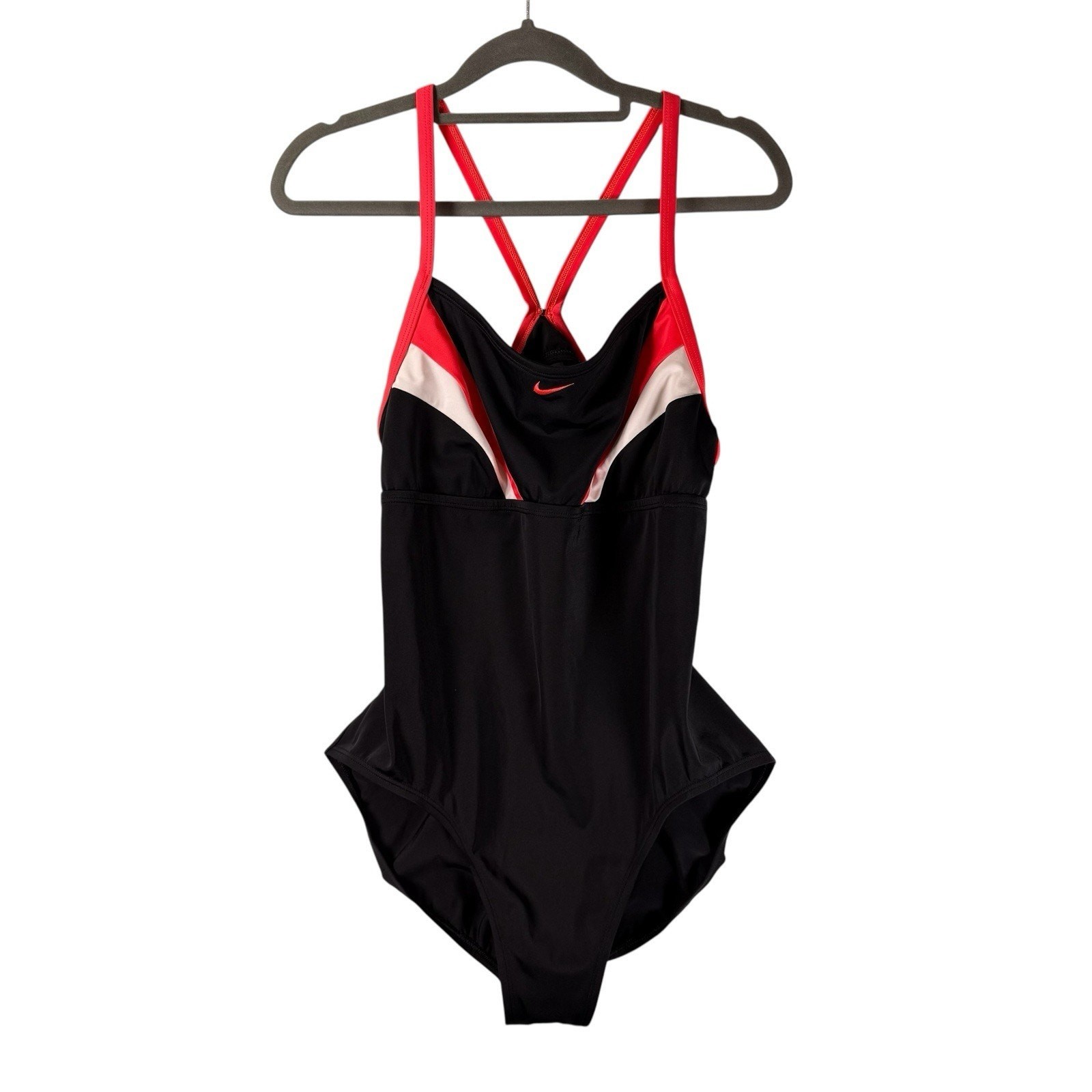 VTG Y2k Nike Colorblock SIZE MEDIUM One Piece Swimsuit Racerback Black Red Women
