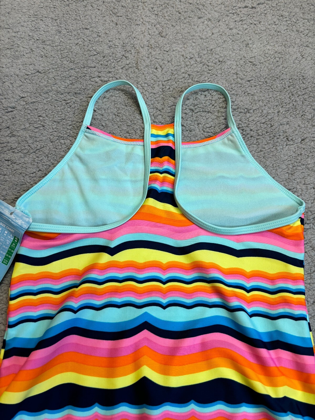 Speedo Girls Thin Strap One Piece Swimsuit. Color-Rainbow, YouthXL (16). NWT’s.