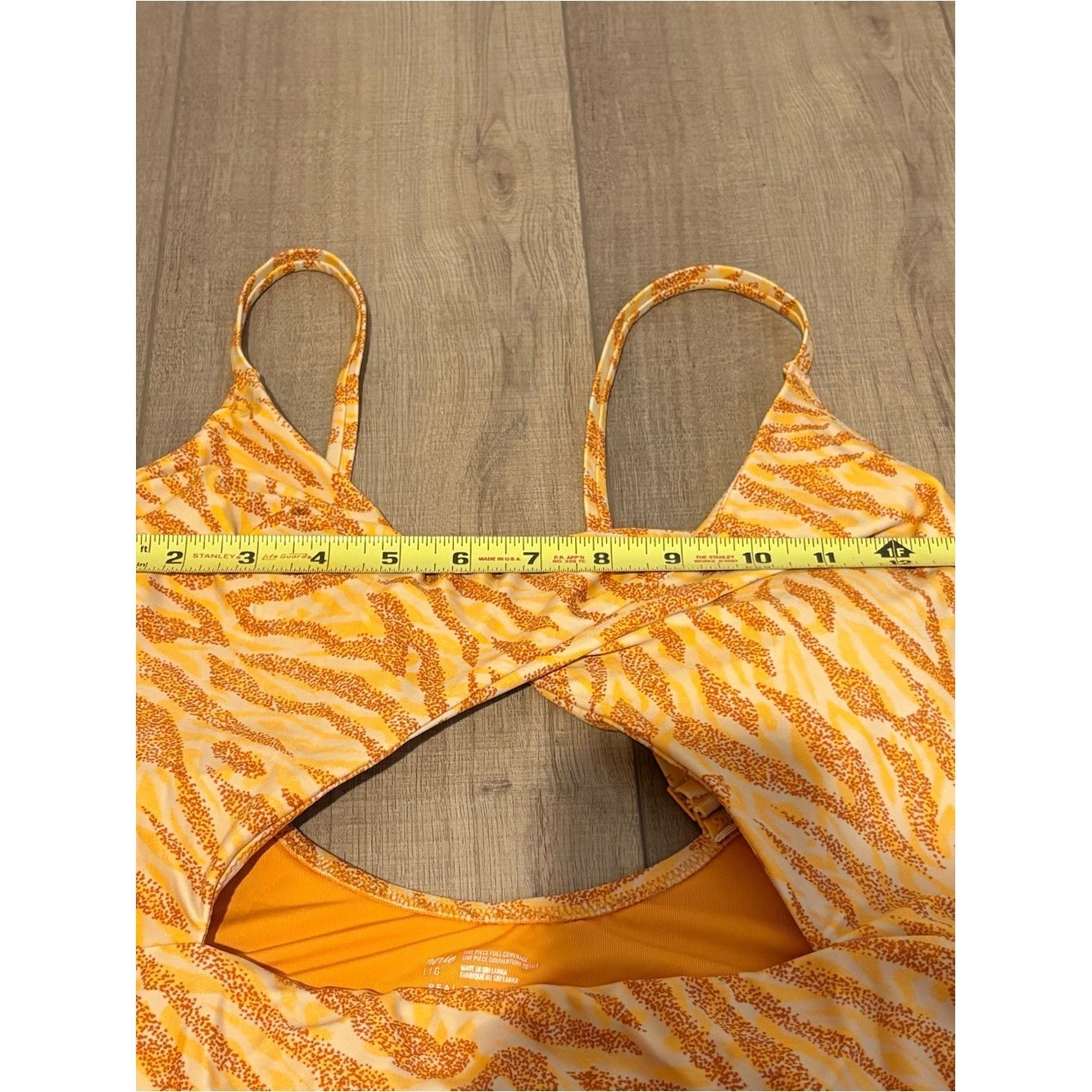 Aerie tiger cheetah print cutout one piece swimsuit orange size large