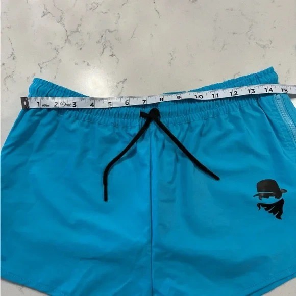 Culprit Women’s Large Swim Shorts Coastal Blue Zip Sides Drawstring Size Large