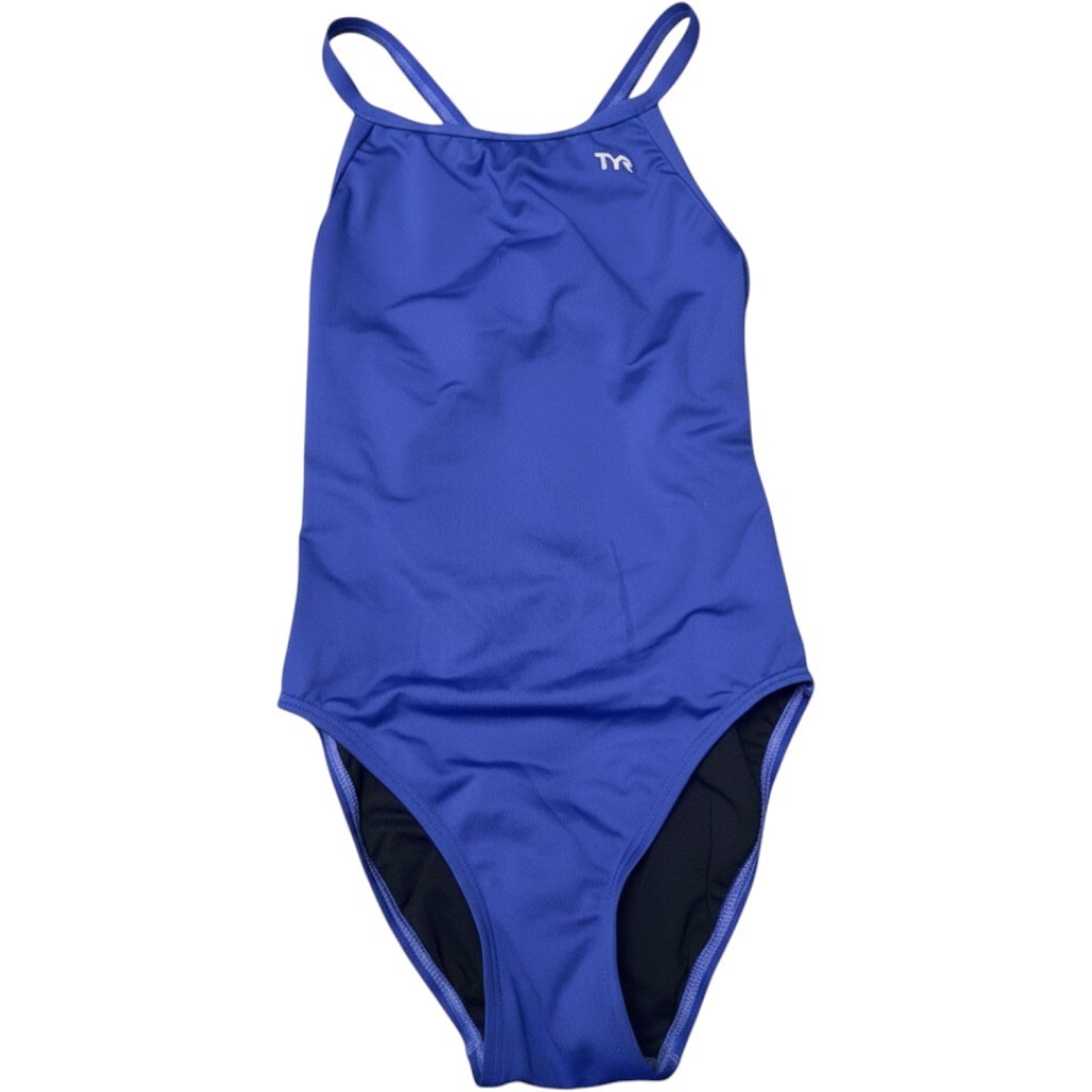 TYR Womens Royal Blue Crossback Performance One Piece Swimsuit Size 30