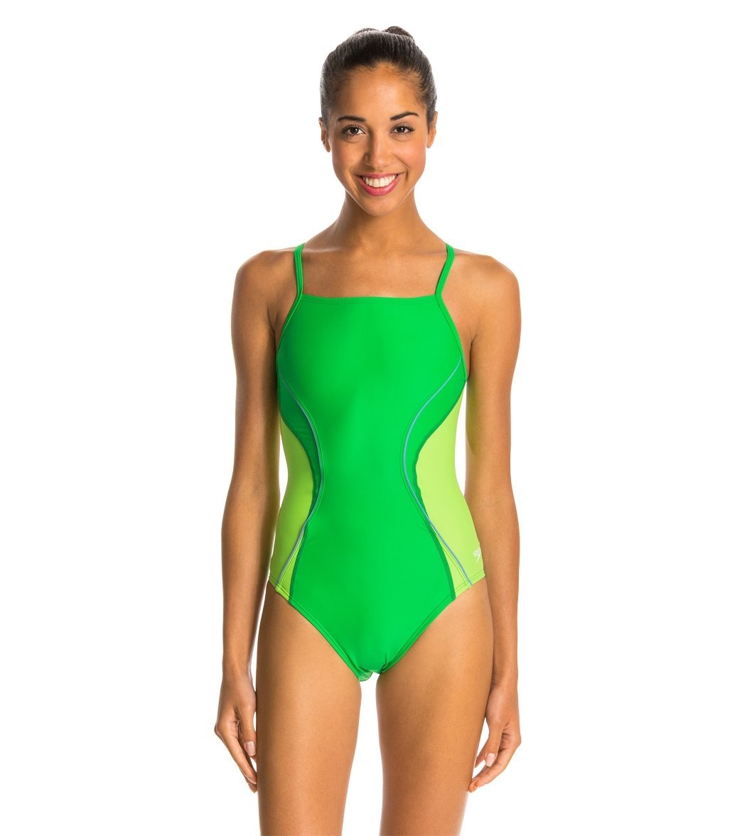 SPEEDO Women’s PowerFLEX Eco Revolve Splice Energy Back One Piece Swimsuit