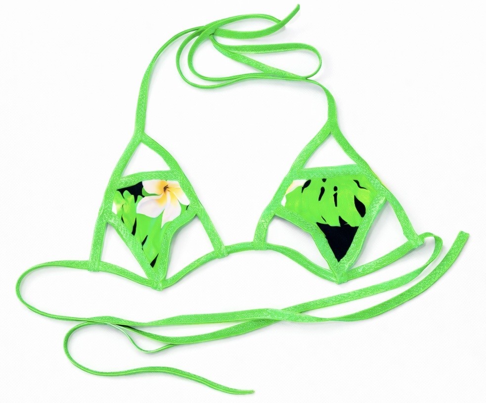 Neon Green | Y2K | Tropical Micro Bikini | Sexy Triangle Cutout Top | Thong | XS