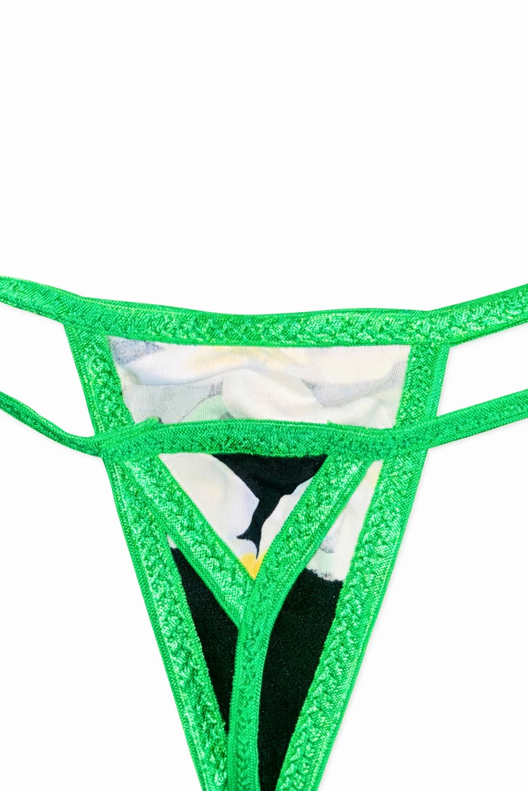 Neon Green | Y2K | Tropical Micro Bikini | Sexy Triangle Cutout Top | Thong | XS