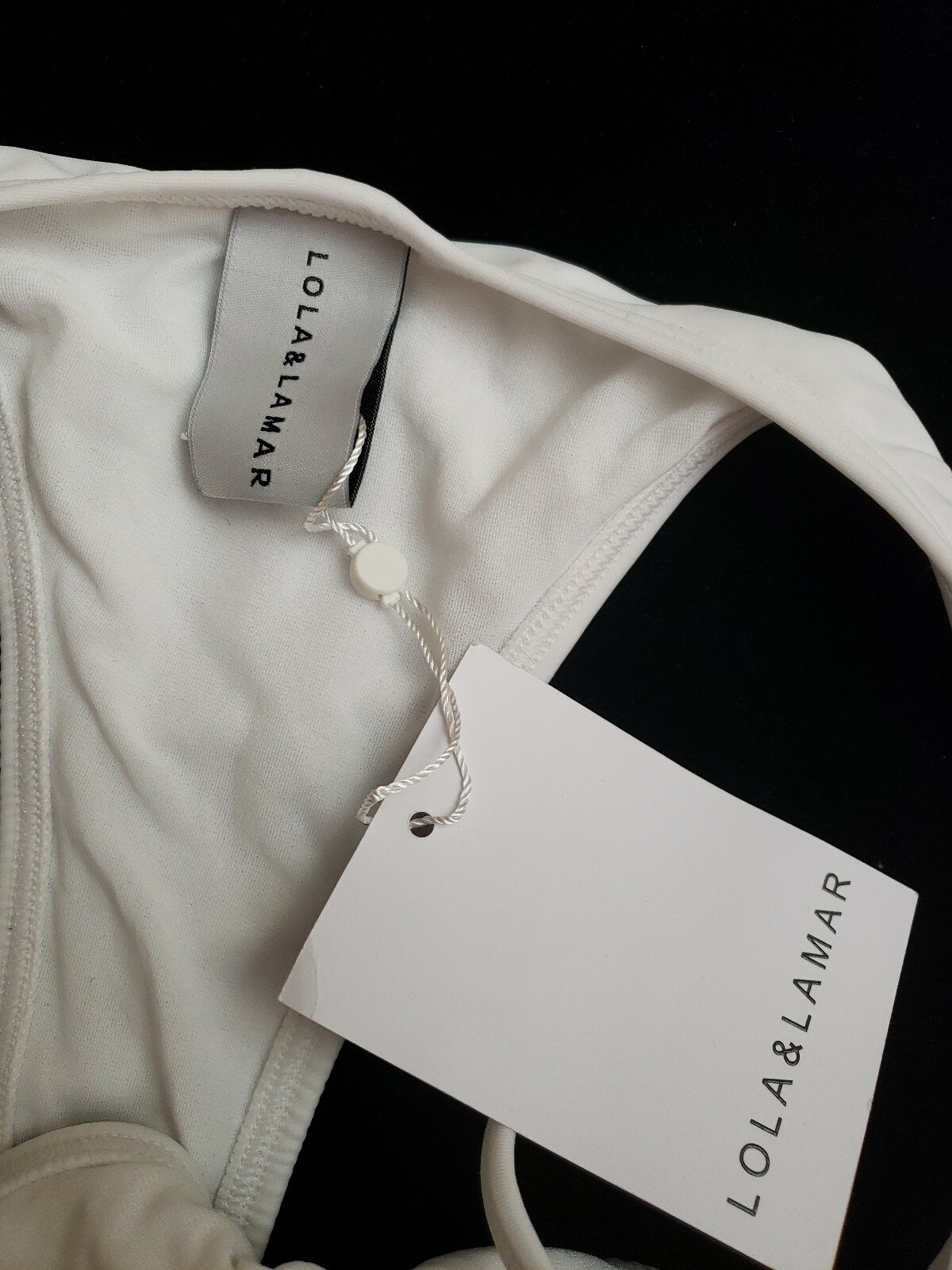 LOLA & LAMAR Women’s swimwear One Piece Size Large White Crosed Back NWT #CB9