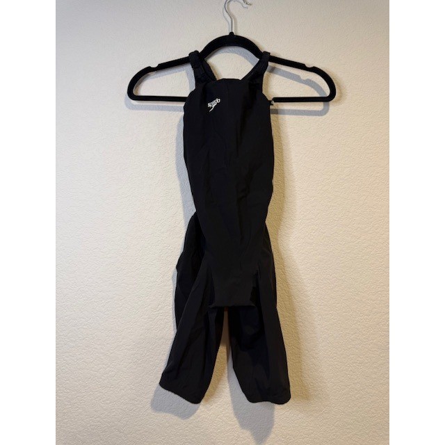 Speedo LZR Racer Elite 2 Open Back Kneeskin Swimsuit Black FINA Approved sz 18?