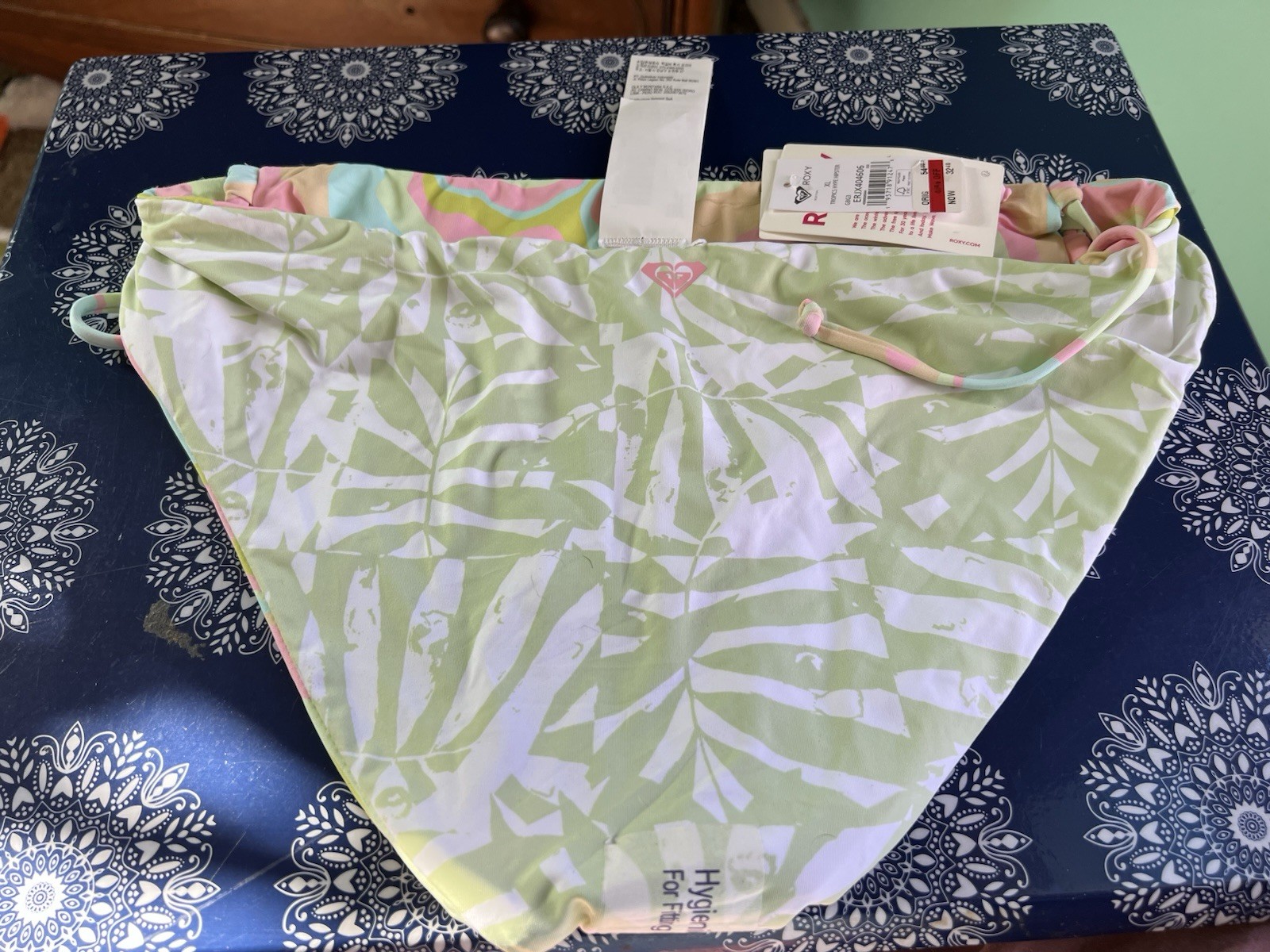 Roxy Tropoics Hype Hipster Bottom GBG3 XL New With Tags Reversable Bikini Bottom