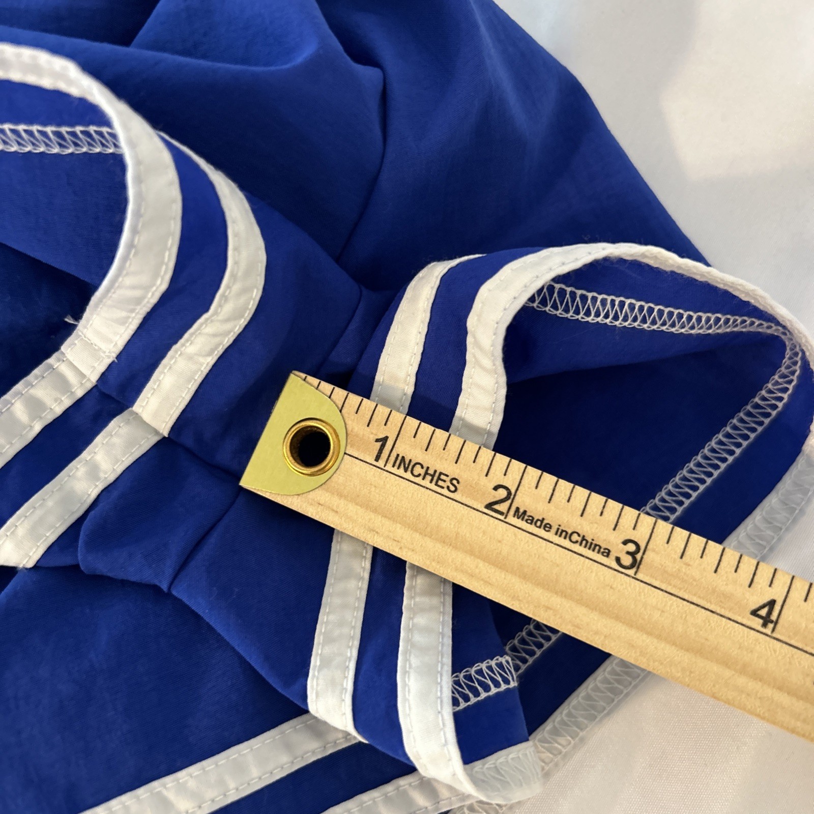 VTG Swim 365 Blue/ White Stripped Hem Spandex One Piece Swim Romper/ Size-14W