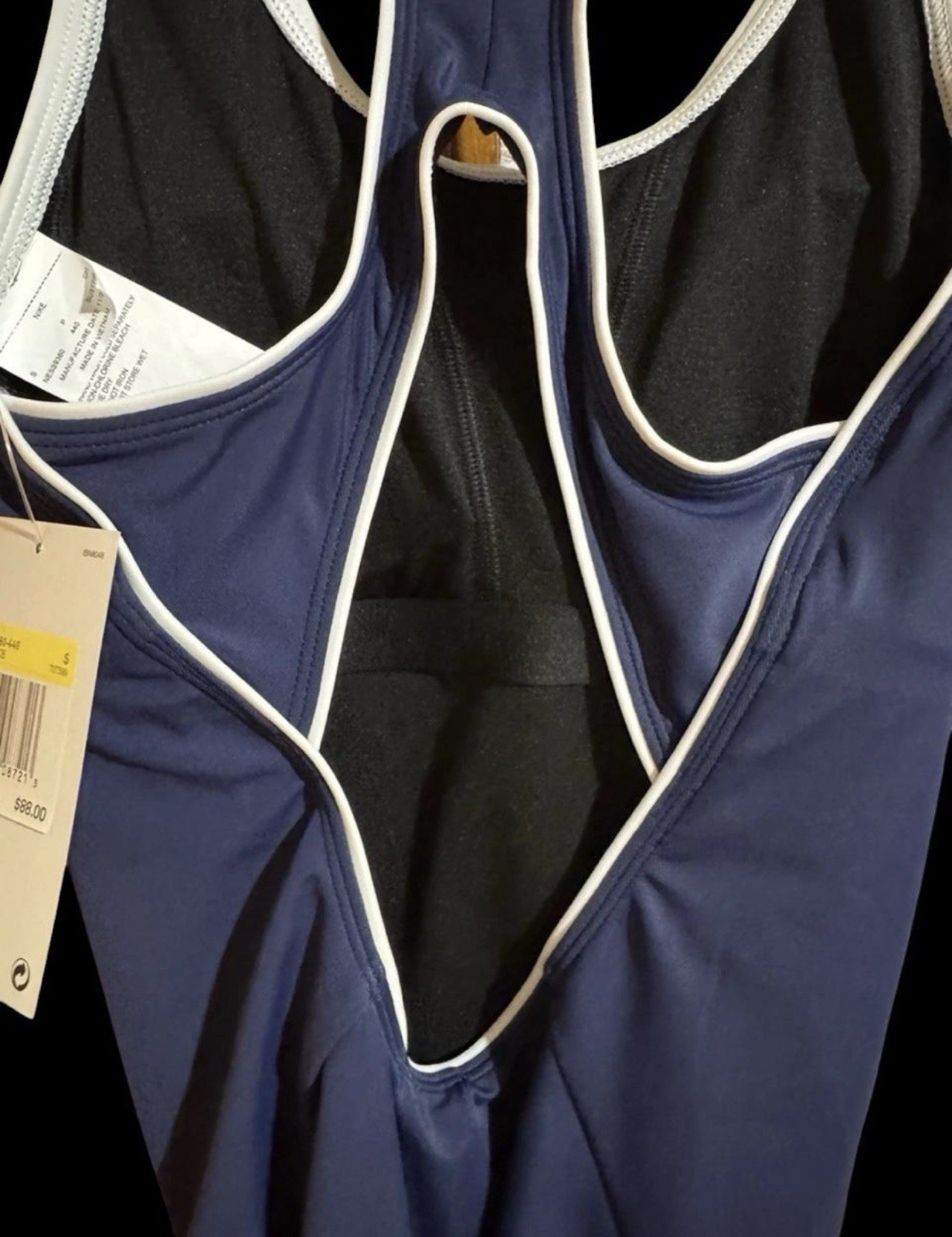 Nike Womens Swim Fastback Navy One-Piece Swimsuit Size S Competitive U-Back NWT
