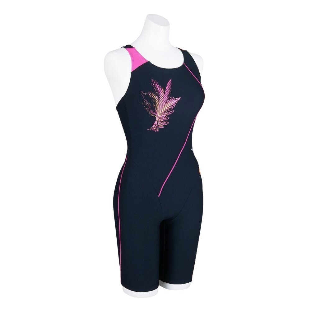 Mizuno Women’s Swim Fitness All-in-One Swimsuit Back Strap Stroke ONE Black/Pink