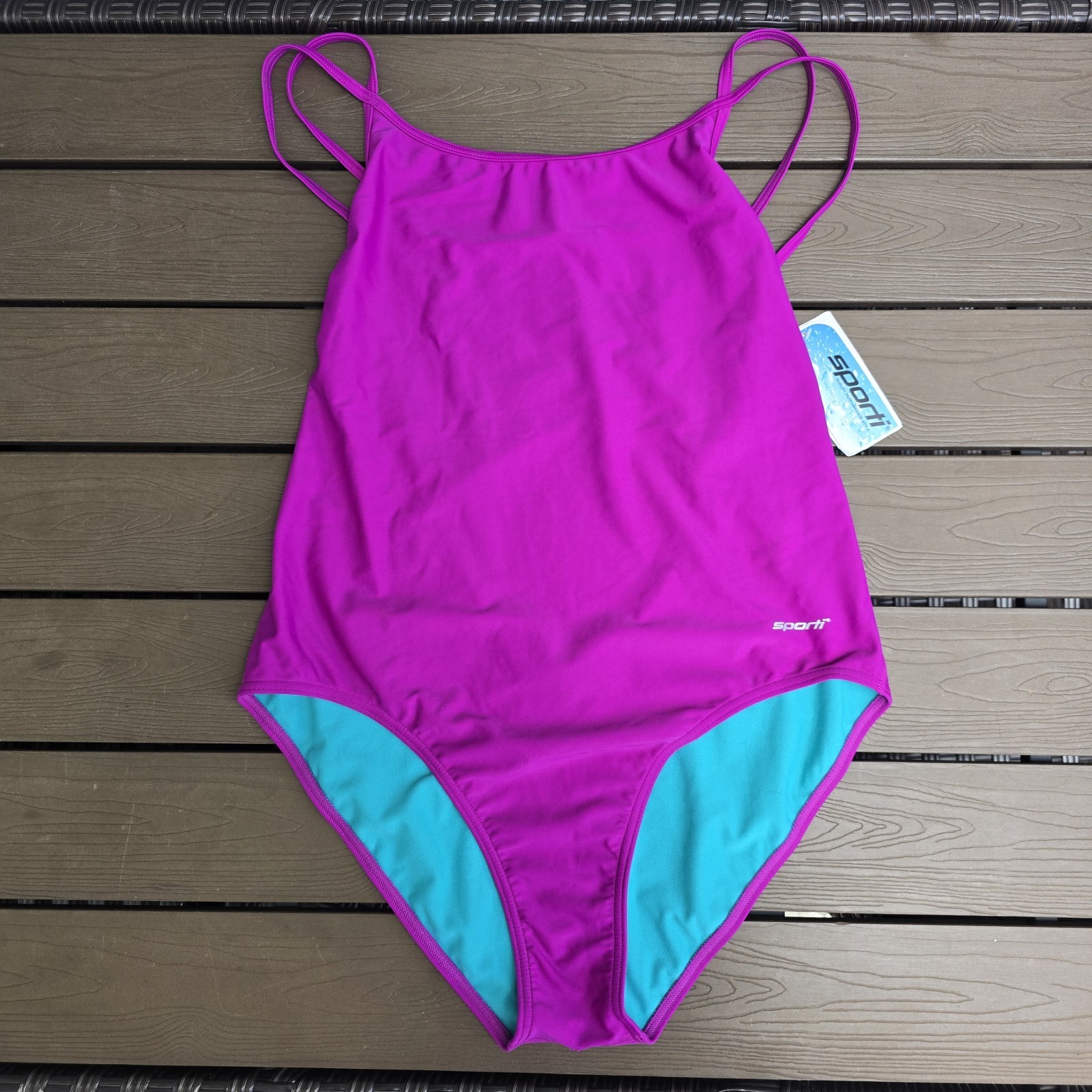 Sporti Solid Pink Thin Strap One Piece Swimsuit Lycra Xtra Life Sz 40 New