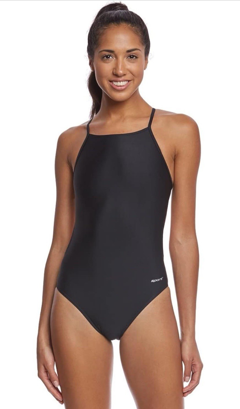Sporti Thin Strap One Piece Swimsuit Black Size 30 Competitive Swimwear