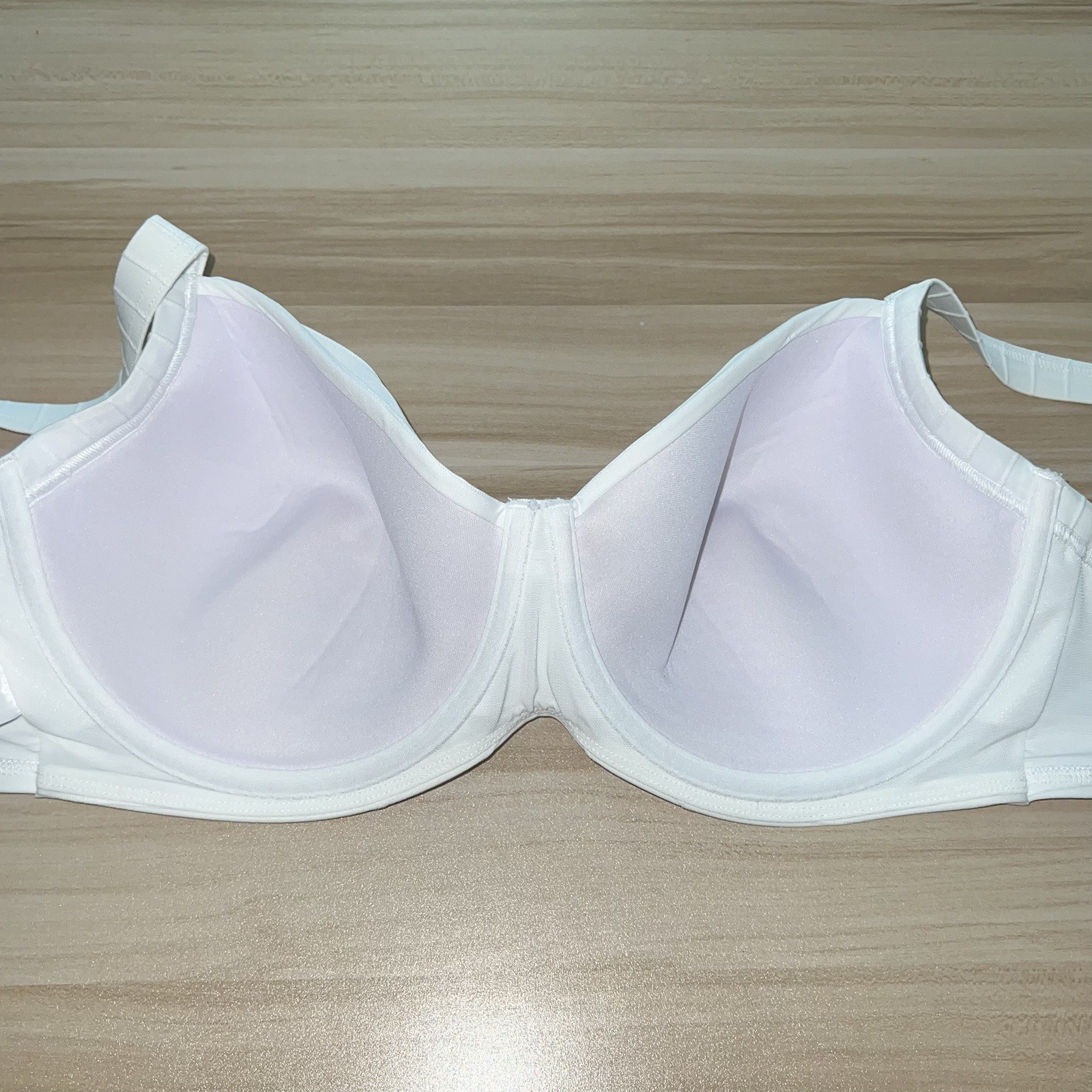 Lands’ End 16W Bikini Swim Top White Underwire Bra Lined Ruched Plus Size