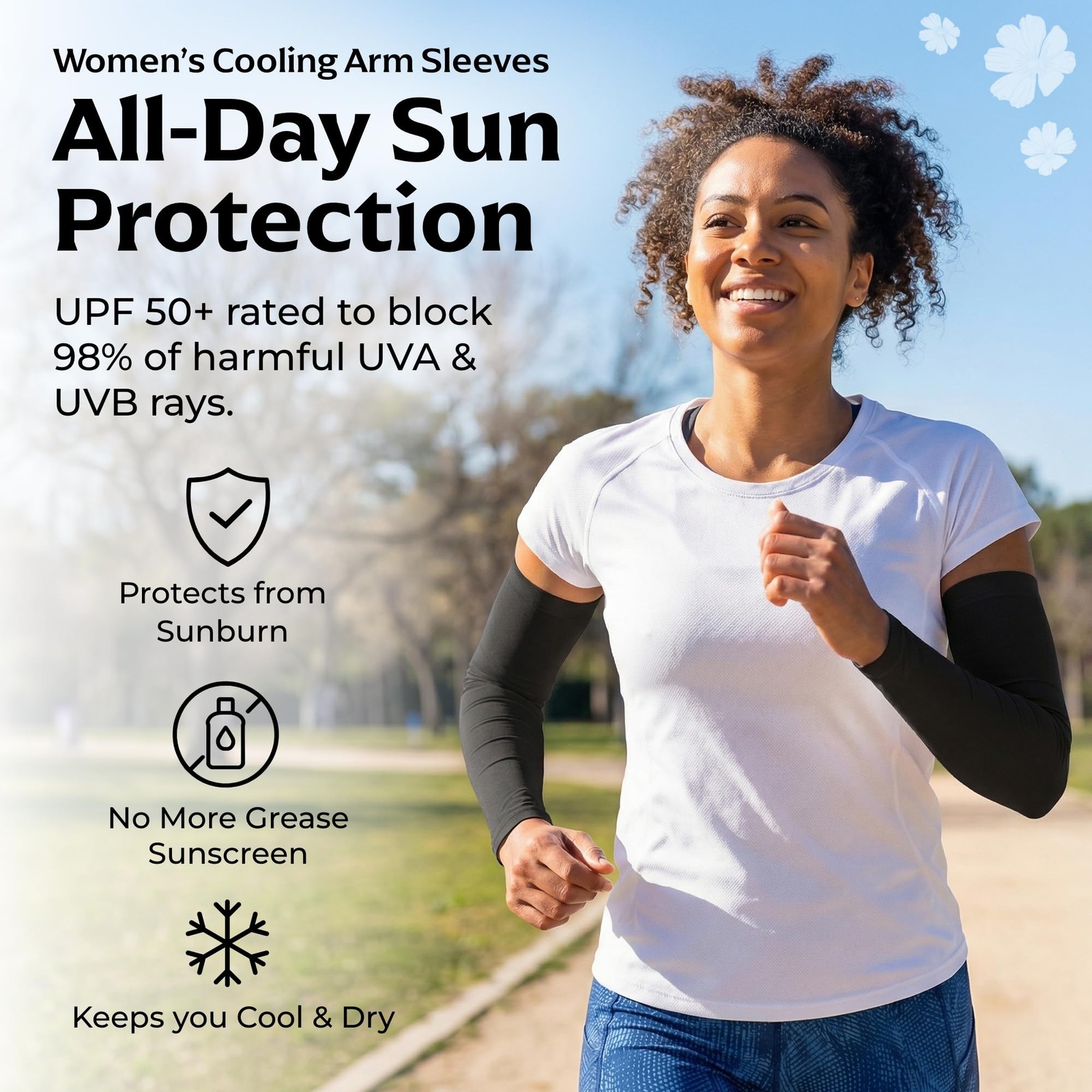 SportsTrail Cooling Arm Sleeves for Men & Women Breathable, UV Sun Protection,