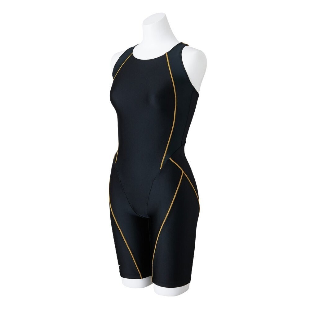 Mizuno Women’s Swim Fitness All-in-One Swimsuit Two-Tone Design Black/Black 2025