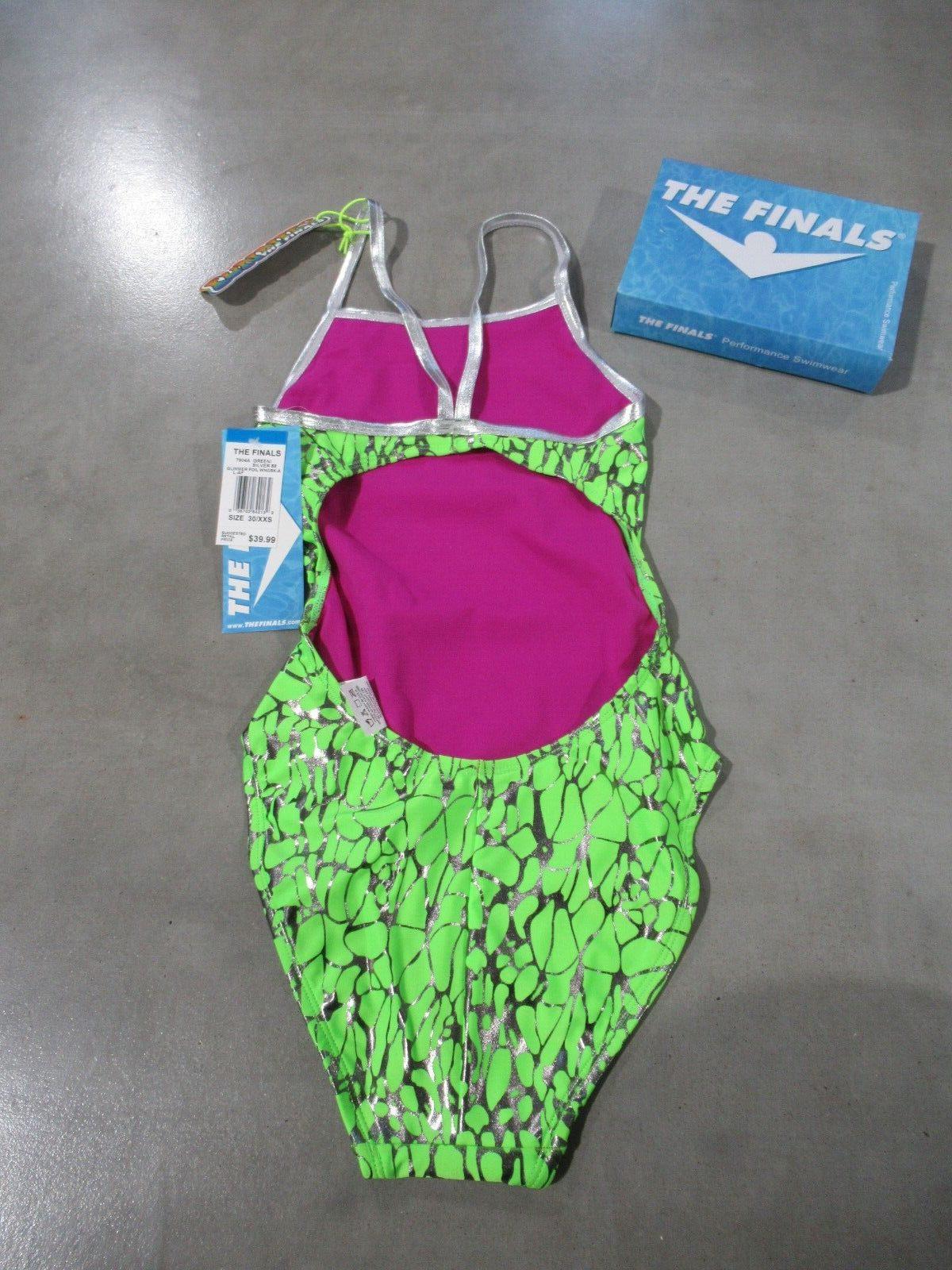 TYR The Finals Glimmer Foil Size 30 XXS Green/Silver *NWT*