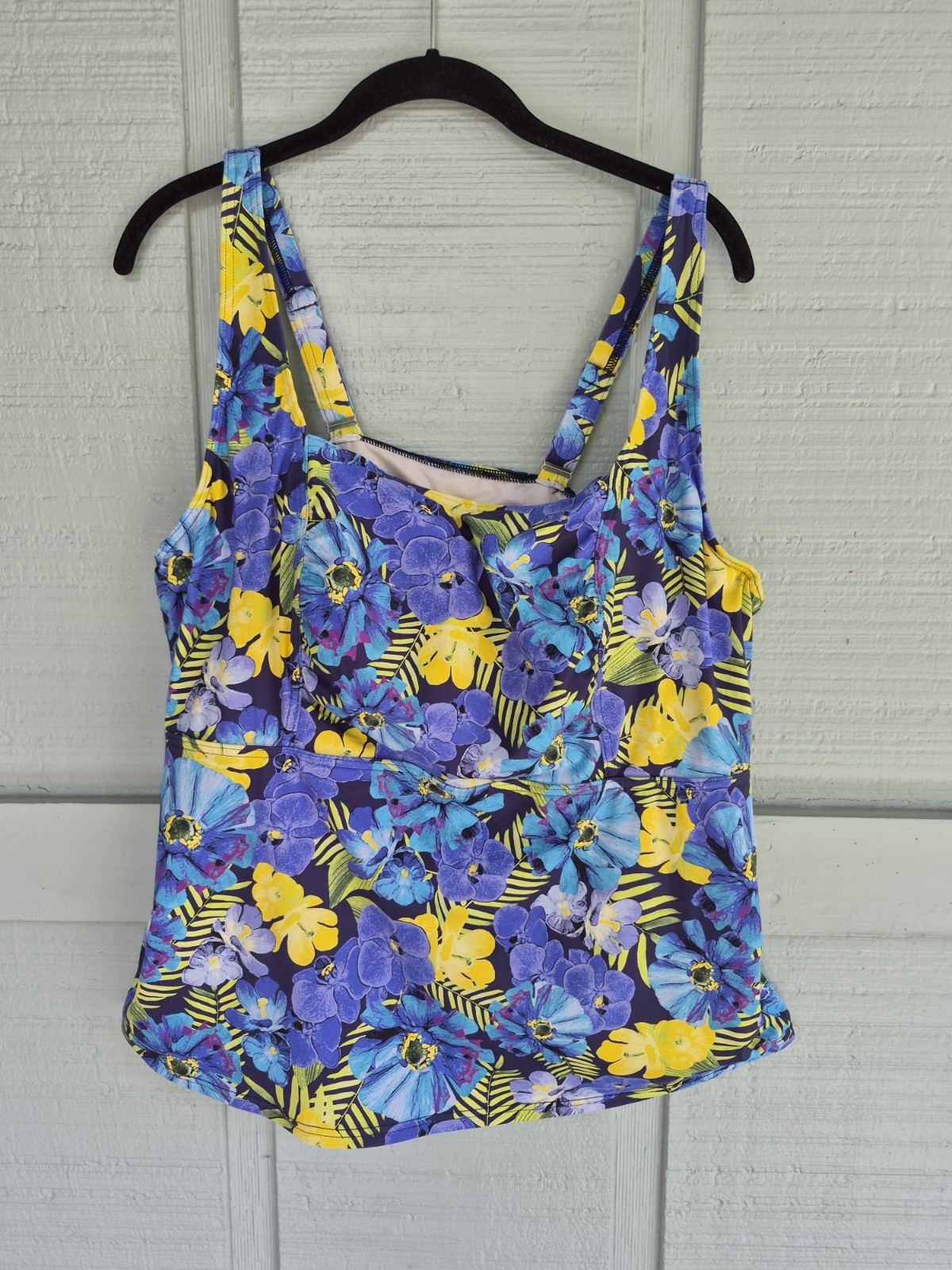 Lands End Tankini Swimsuit Top 20W Tropical Print Bathing Suit Top Only