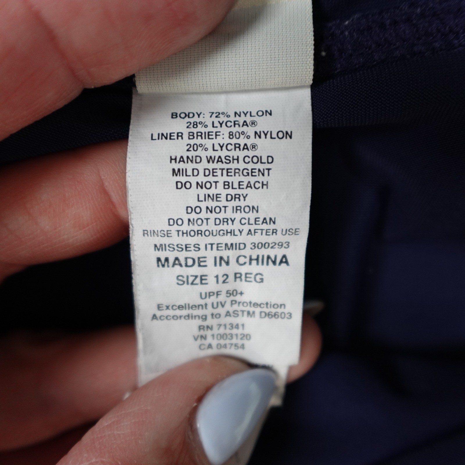 LL Bean Skirt Women 12 Navy Blue Swim Skort Shaping UPF 50 Sun Protection