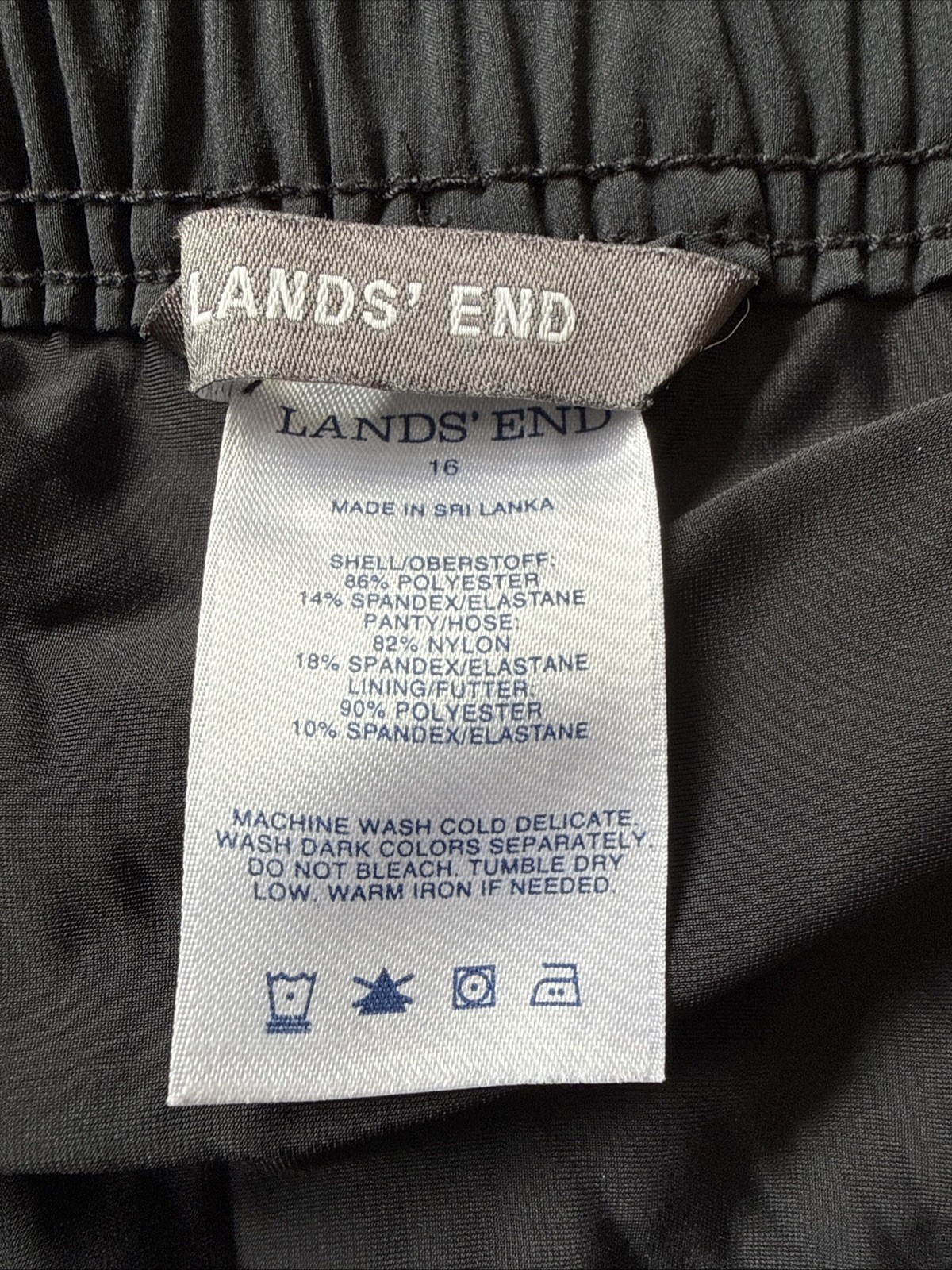 Land’s End Swim Shorts With Pockets With Panty, Black, Size 16