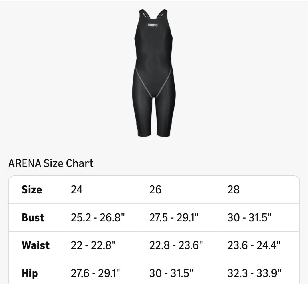 Arena Powerskin St Next Open Back Junior Competitive Swimsuit-Black-Sz 28-NWT