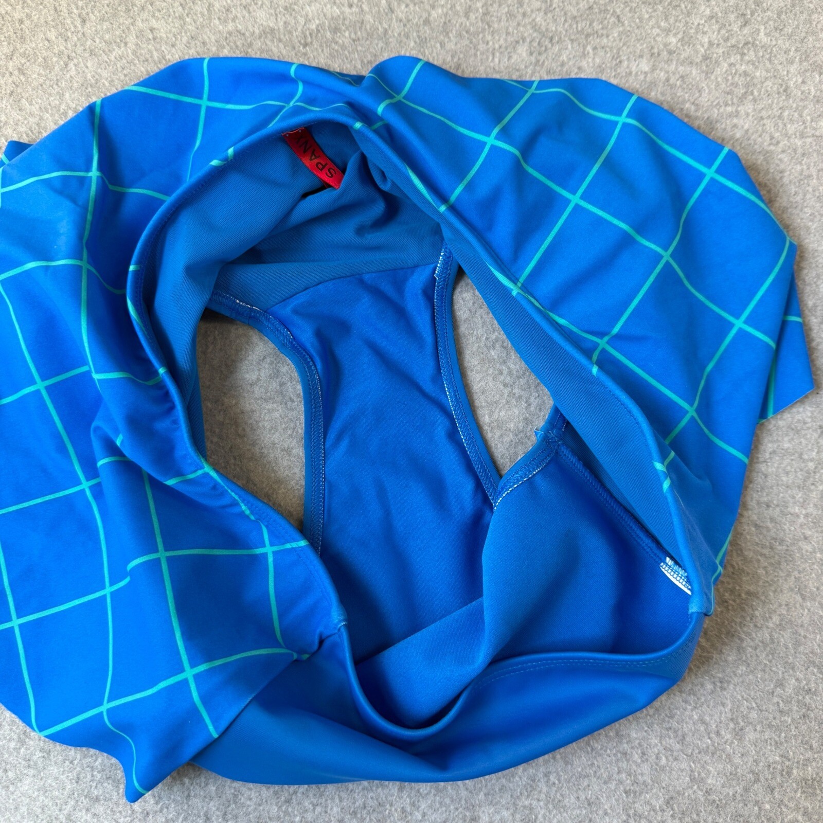 Spanx Swim Skirted Bikini Bottom High Waist Tummy Control Blue Womens Size 12
