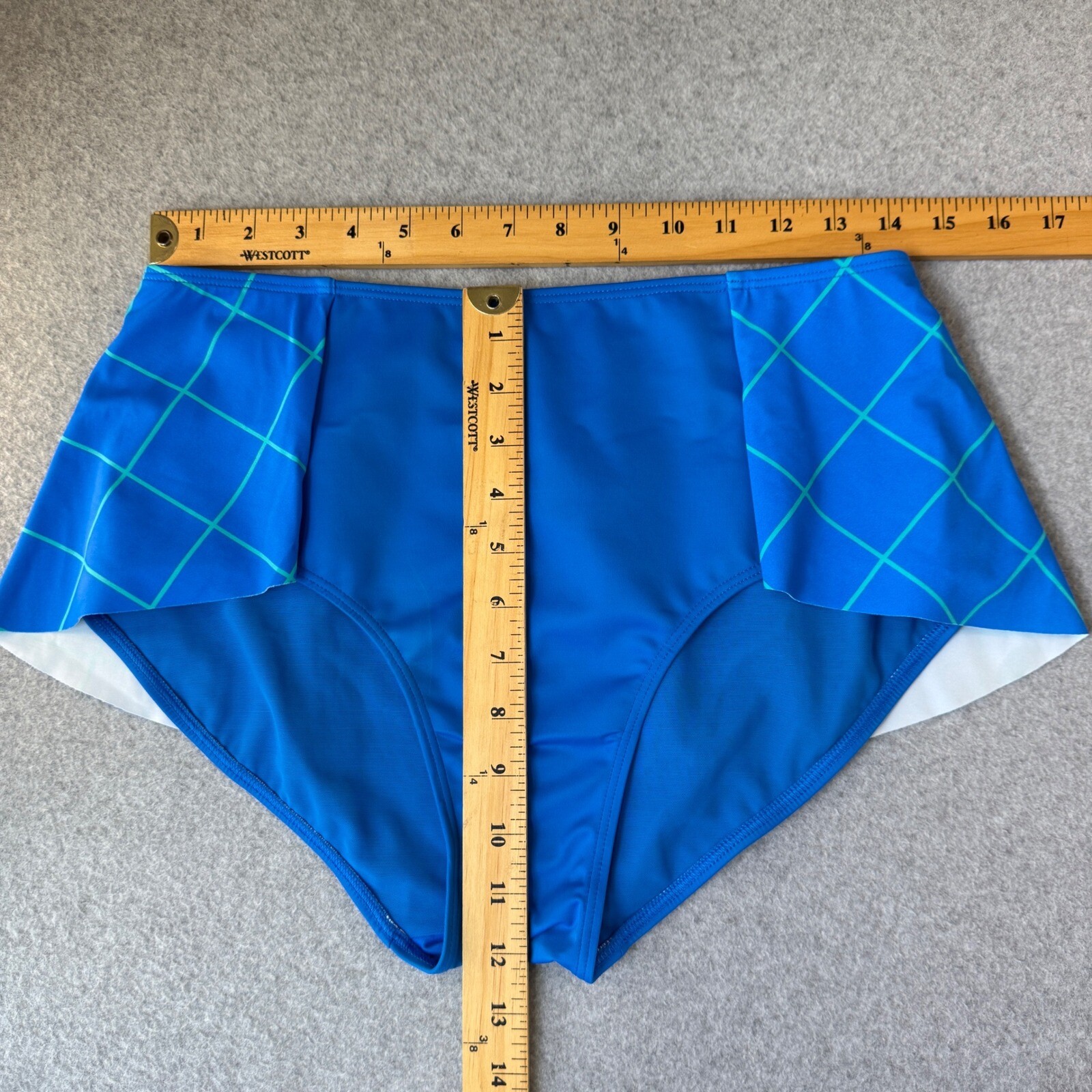 Spanx Swim Skirted Bikini Bottom High Waist Tummy Control Blue Womens Size 12