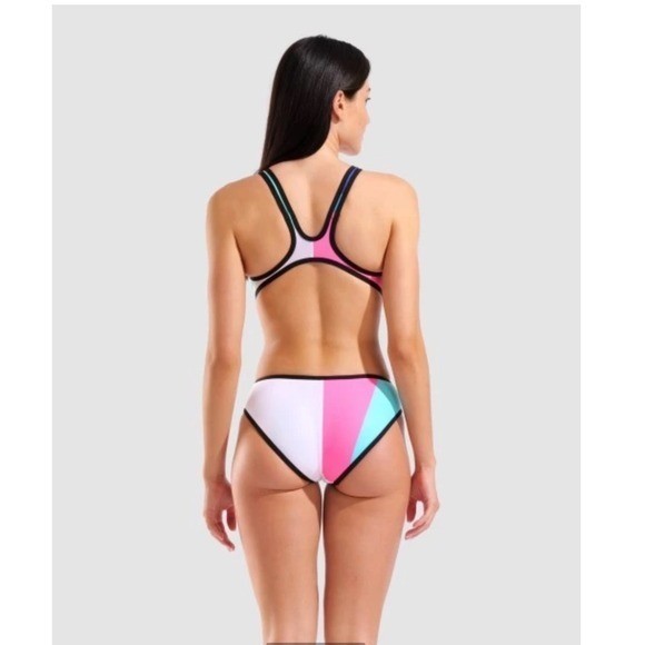 Arena One Placement Tech Back Swimsuit Multi Black Geometric Cutout One Piece 36