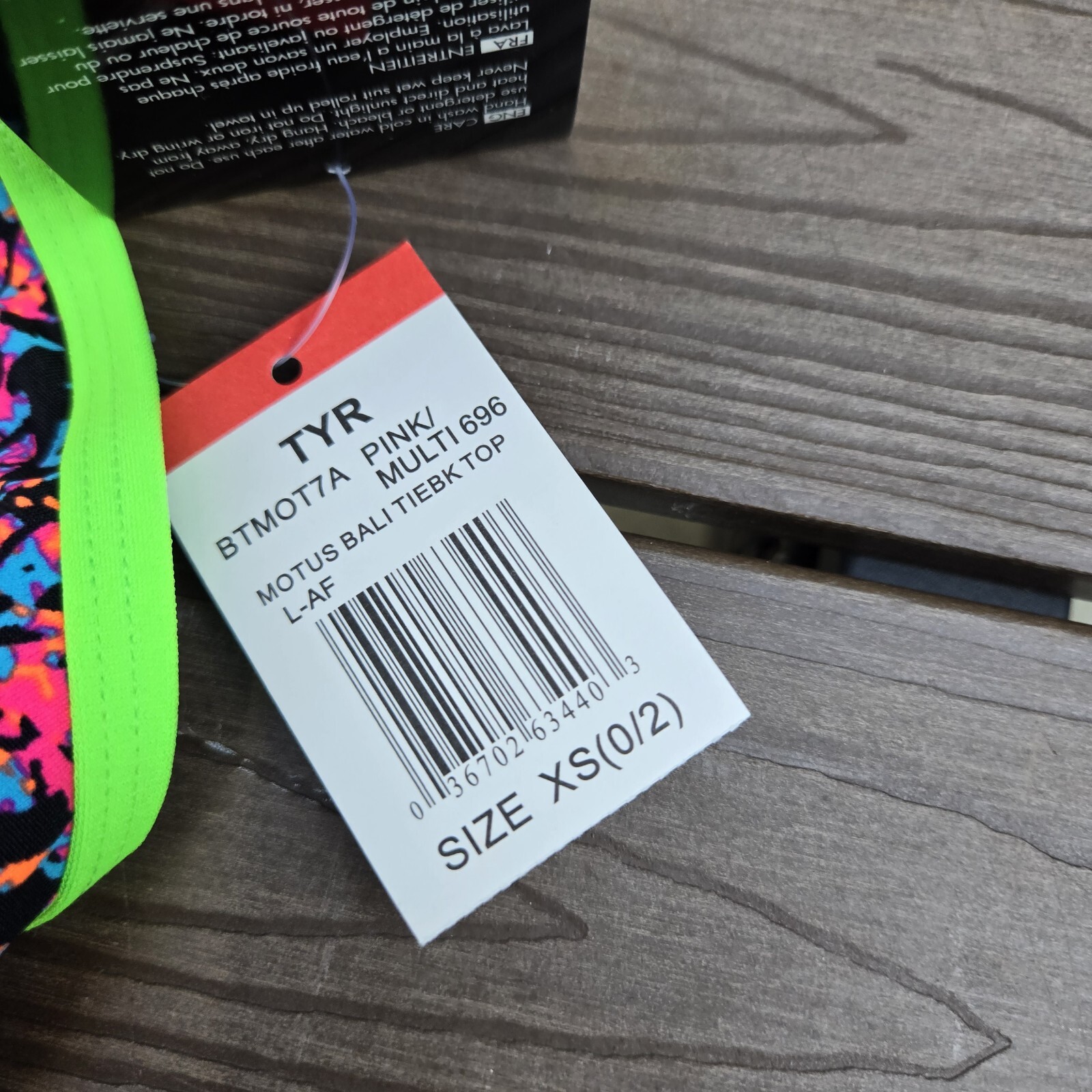 TYR Montus Bali Tieback Bikini Active Swim Top Multicolor Women Size XS (0/2)