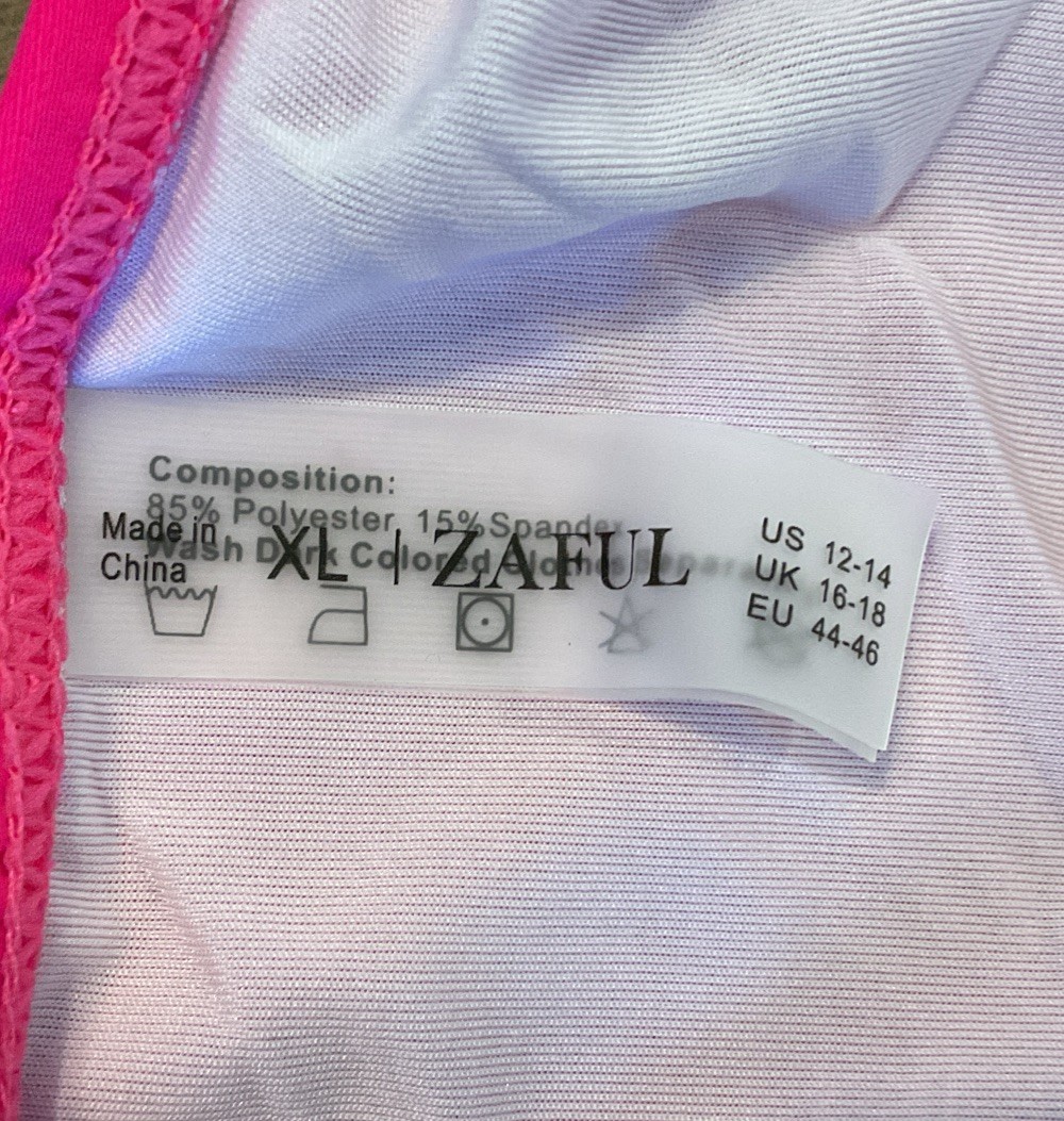 Zaful Women’s 2 Piece Triangle String Bikini Swim Set Hot Pink Size XL 12-14 NWT
