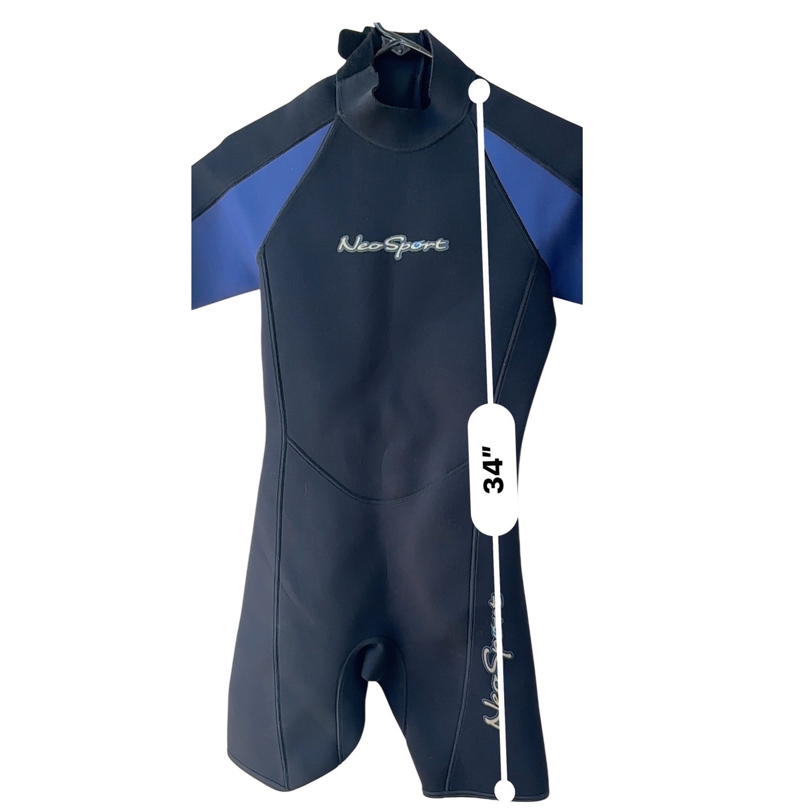 NeoSport 2.5mm Shorty Wetsuit Size 14 Black Blue Back Zip Surf Swim Youth/womens