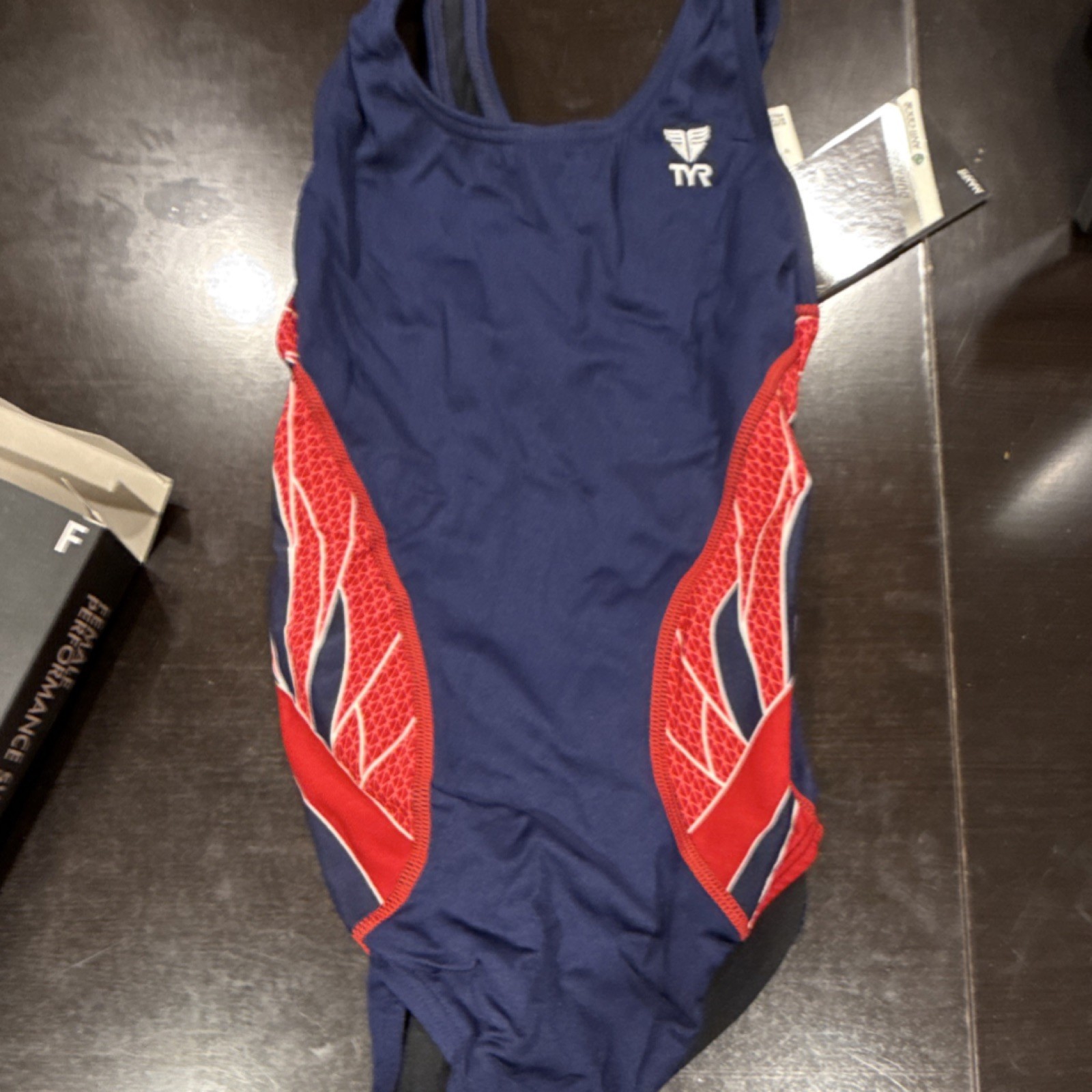 TYR Phoenix SPL Maxfit-A Competitive Swimwear Swimsuit Female Size 30 Navy/Red