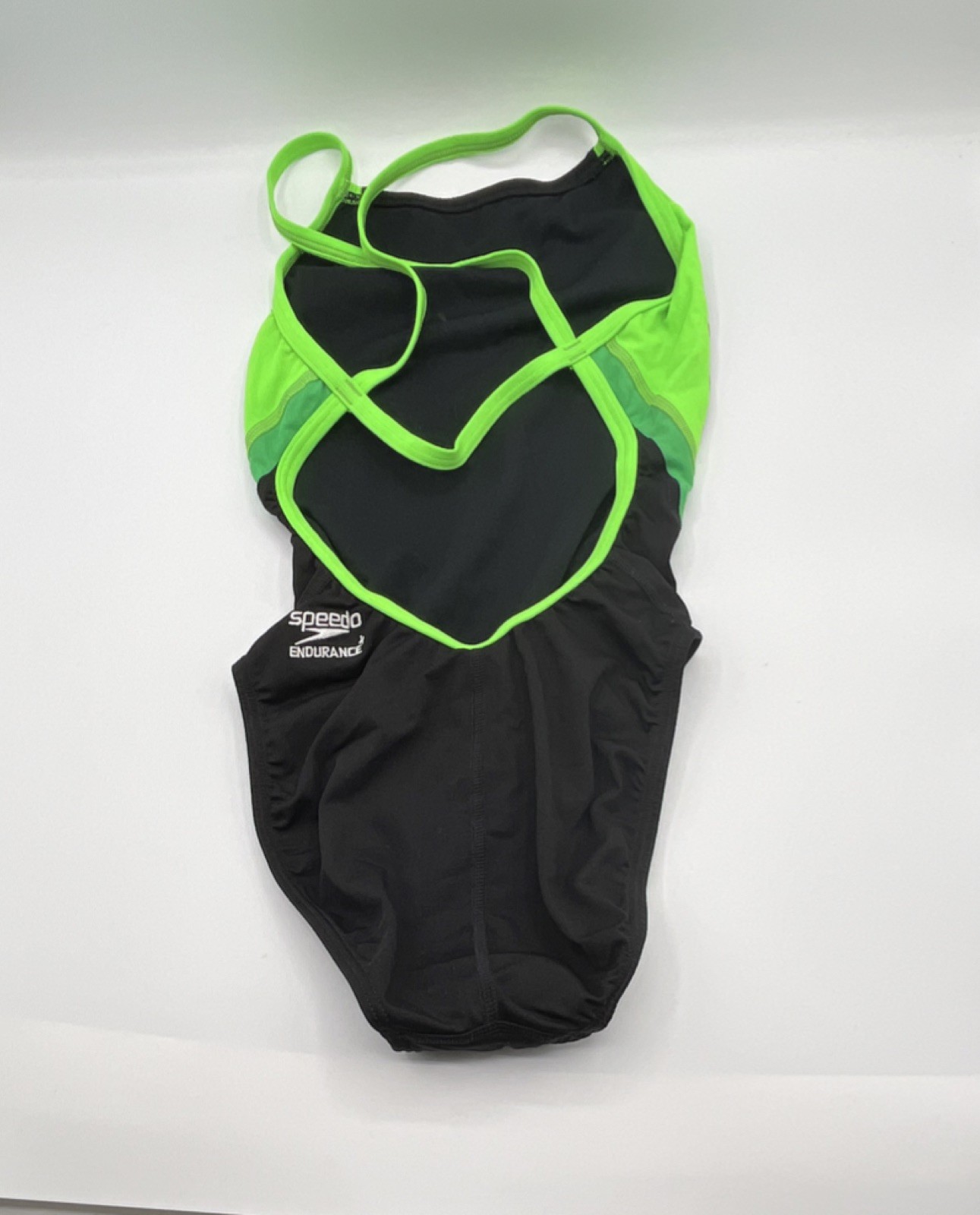 NEW! Speedo Endurance+ Women’s Swimming One Piece Swimsuit Black Green Size 26