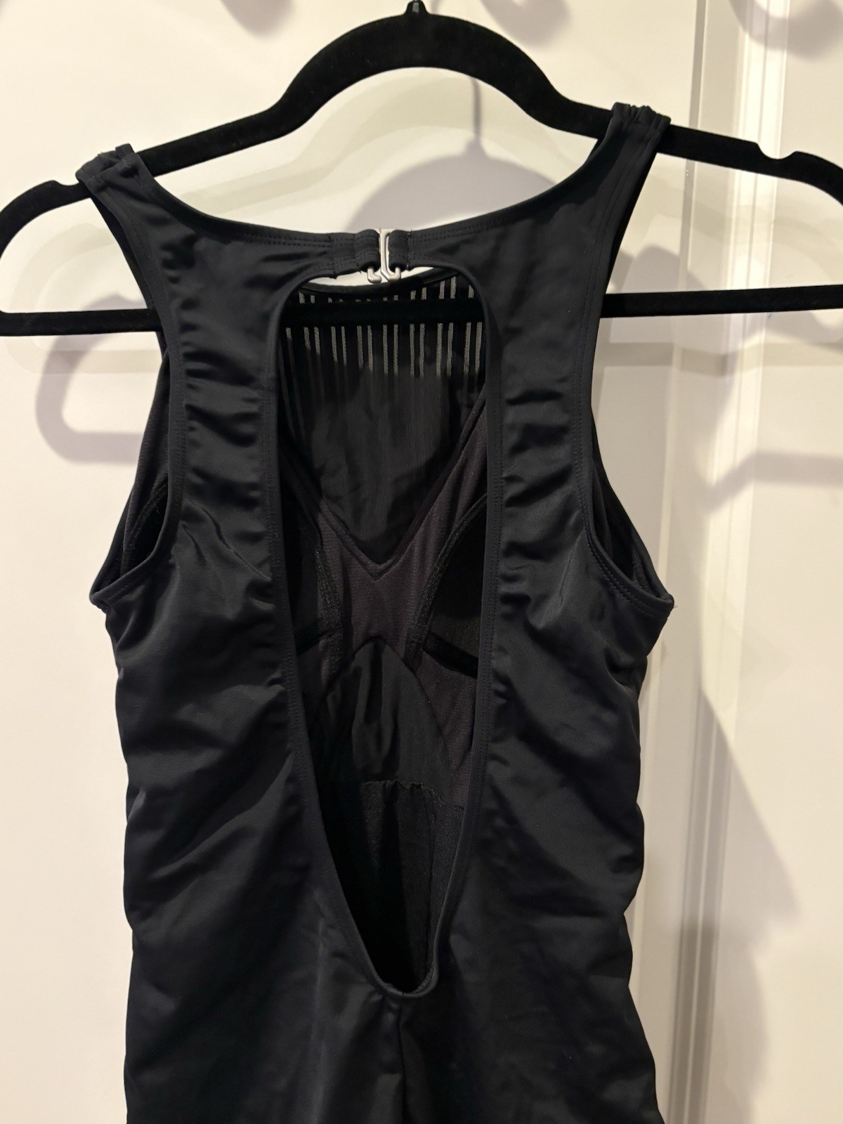 Time and True Womens Solid Black One Piece Swimsuit Large Pool Workout Beach