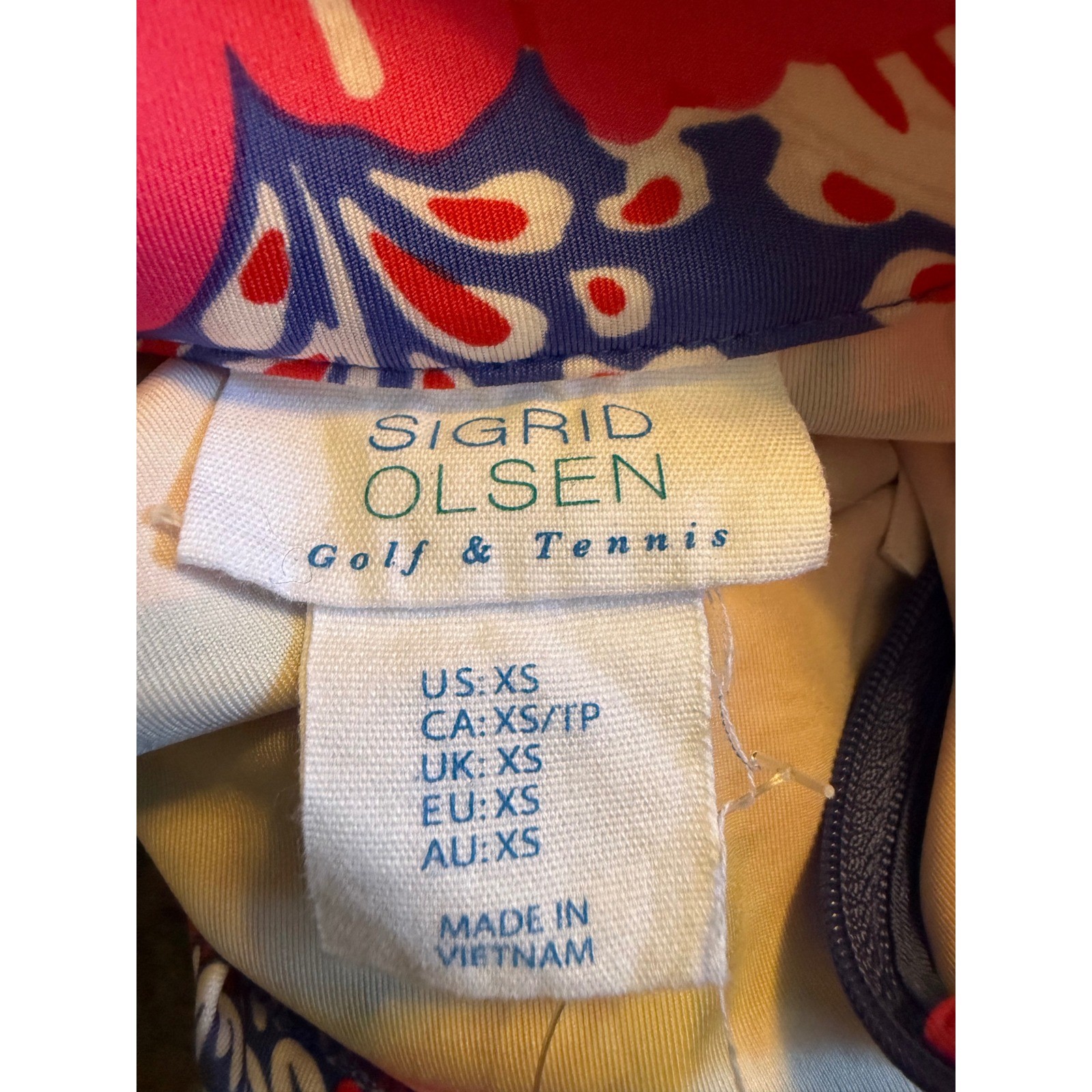 Sigrid Olsen Golf Tennis Jacket Blue Pink Floral Zip XS rash guard preppy resort