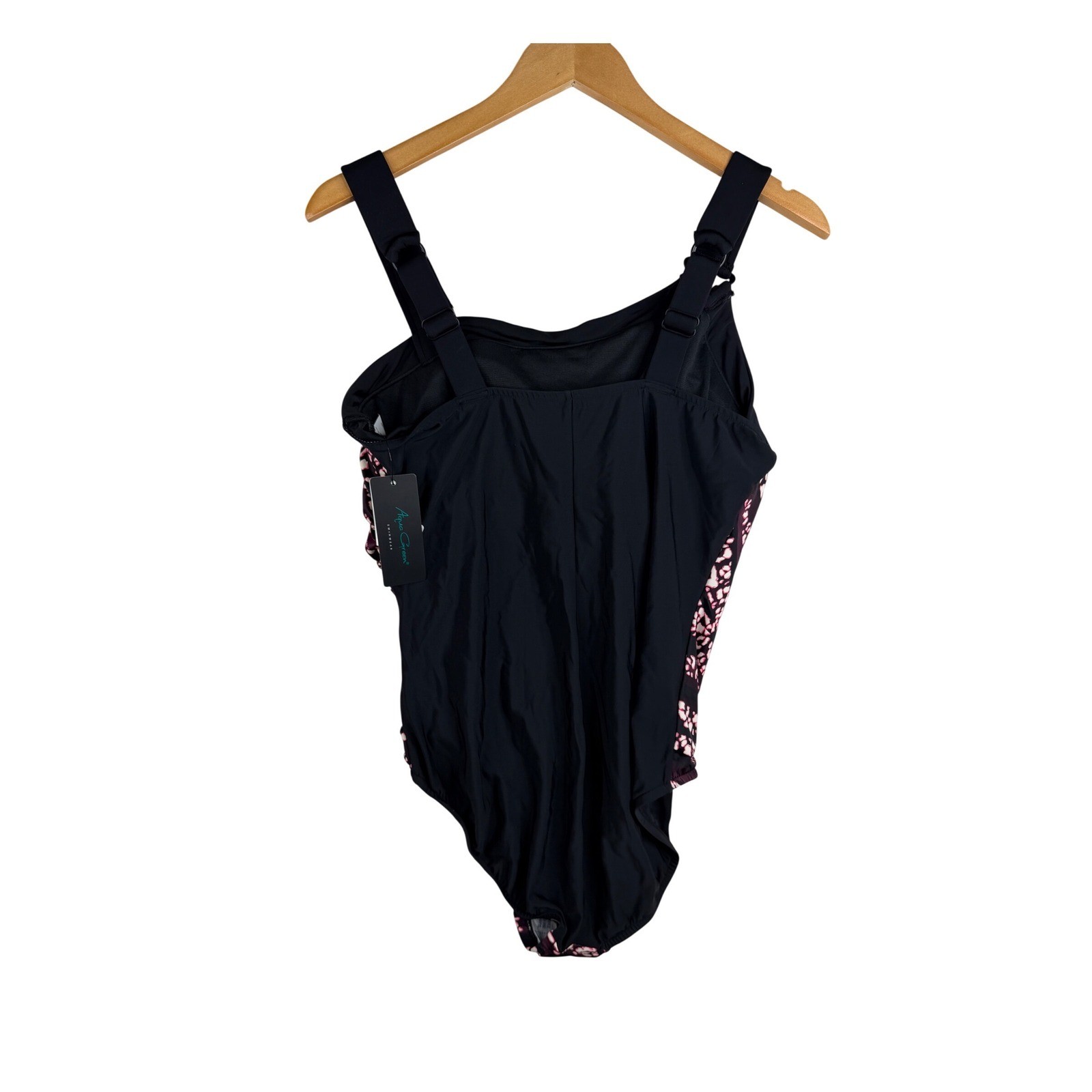 New Aqua Green Women’s UPF 50 Asymmetrical Shoulder One Piece Swimsuit XL Black