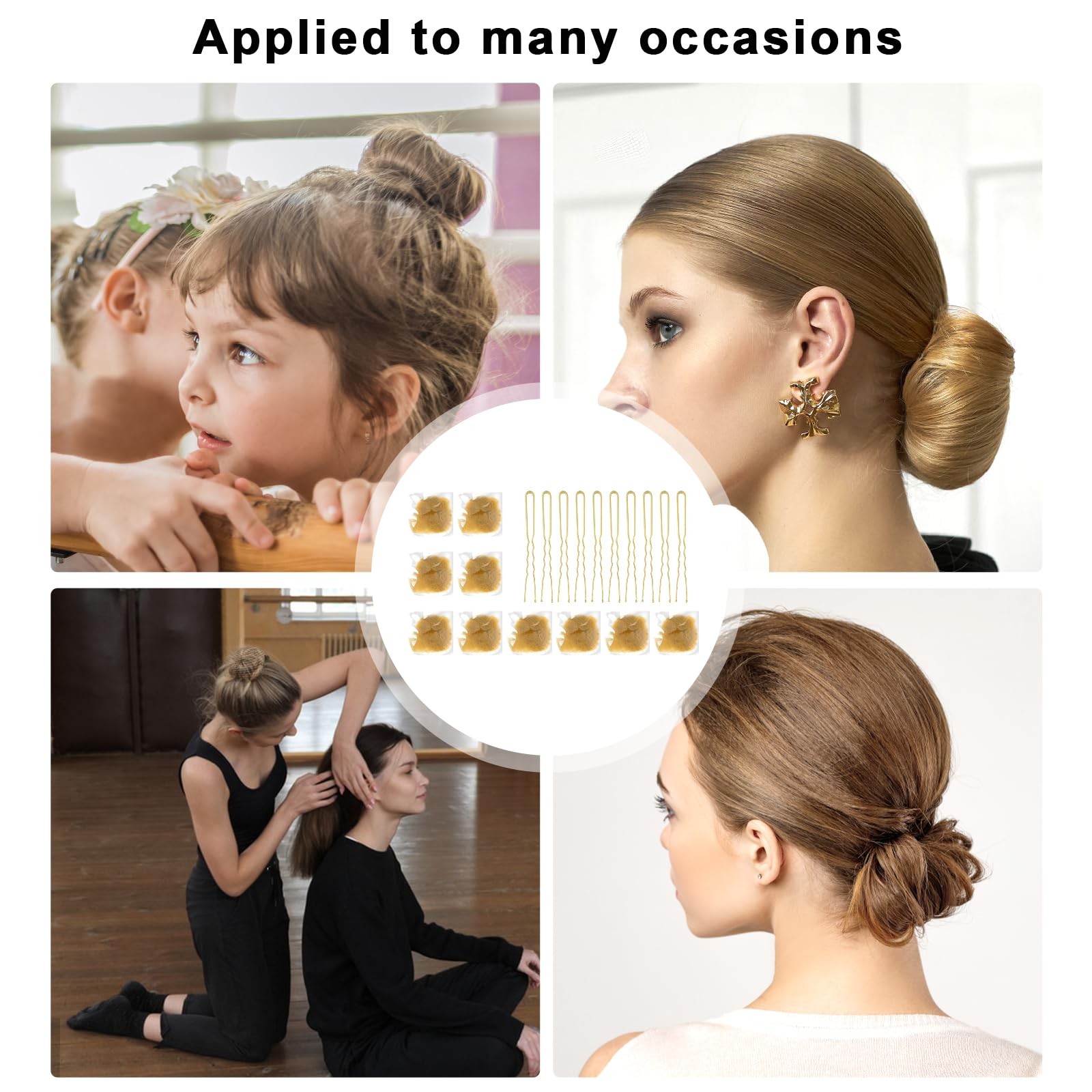 Blonde Ballet Bun Hair Net Set for Girls and Women – 20 Elastic Mesh Invisible H
