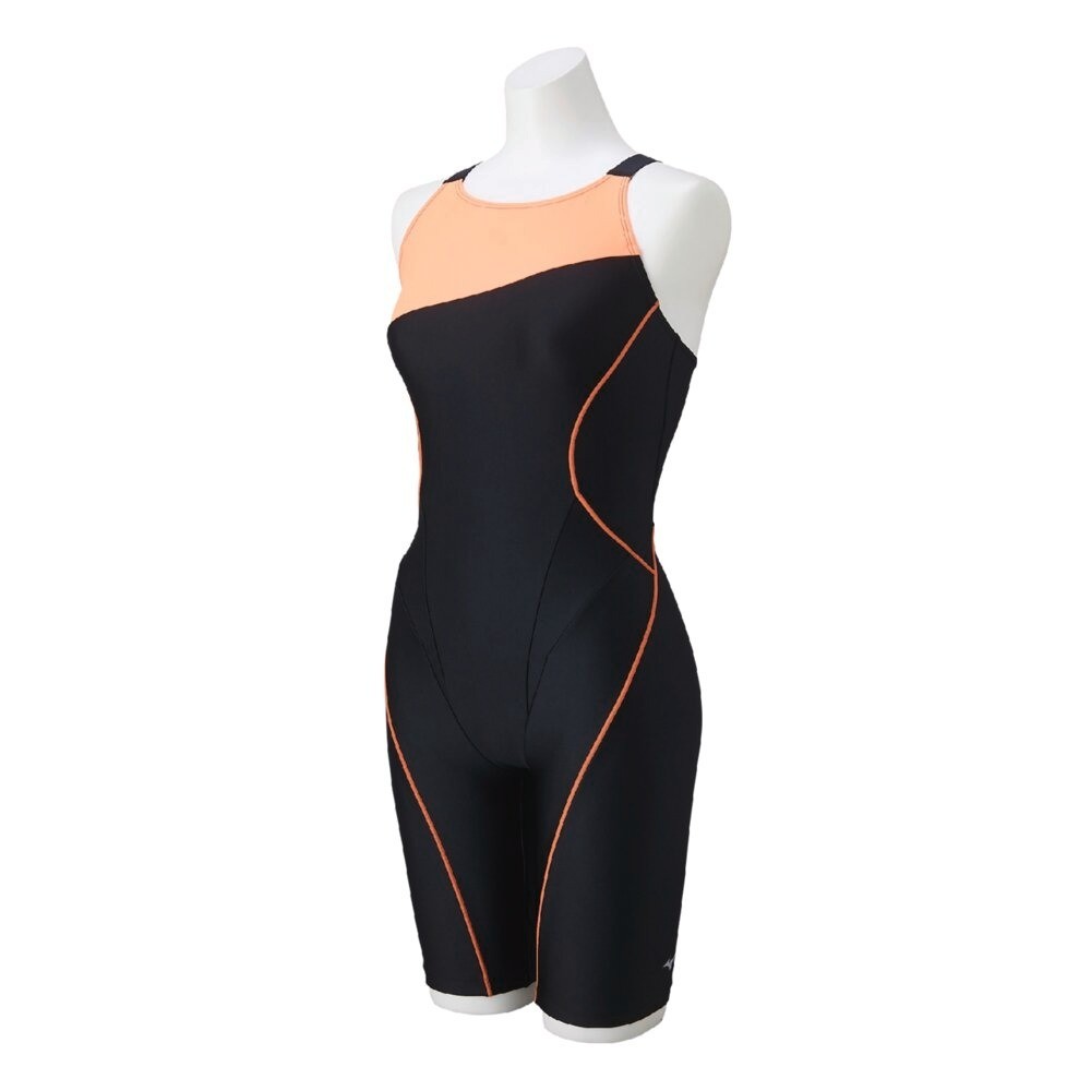 Mizuno Women’s Stroke ONE Swim Fitness All-in-One Suit N2JGC33195 Black/Orange