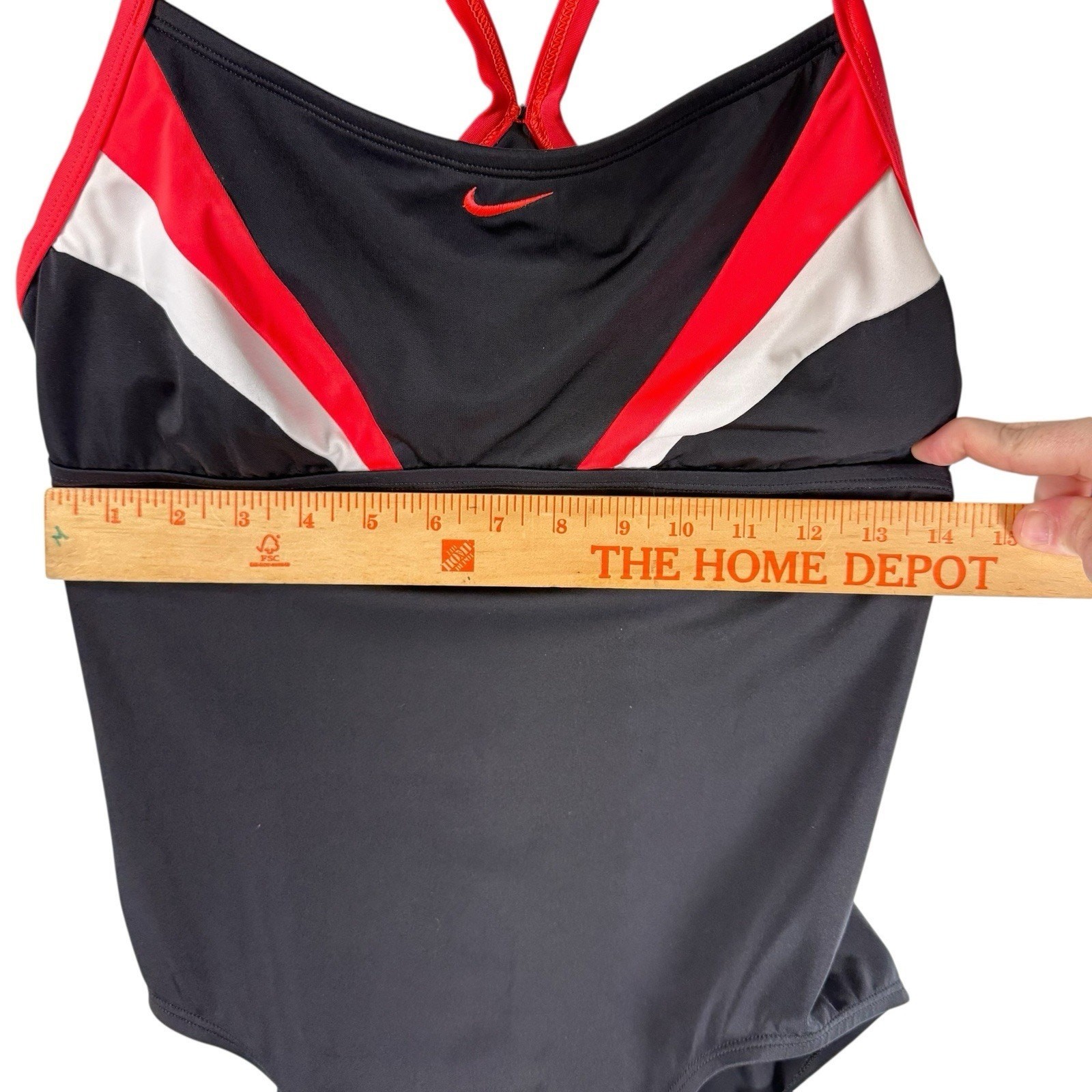 VTG Y2k Nike Colorblock SIZE MEDIUM One Piece Swimsuit Racerback Black Red Women