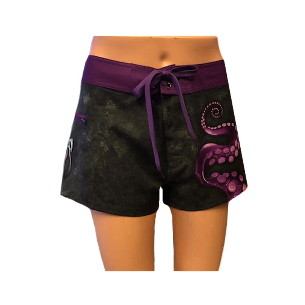 Sea Fear Ladies Women’s Board Shorts Swimwear Swimsuit Black Octo