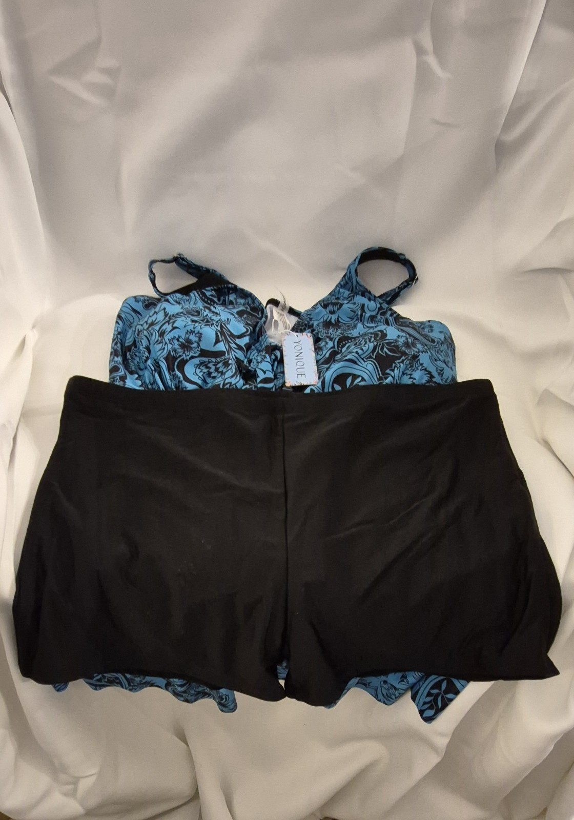 YONIQUE Plus Size 2 Piece Swimsuit Tankini w/ Swim Shorts 22W
