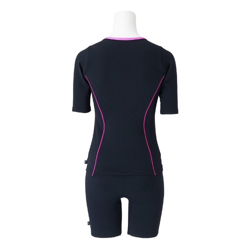 Mizuno Women’s Aqua Fitness Two-Piece Swimsuit Front Zip Black/Pink 2025SS